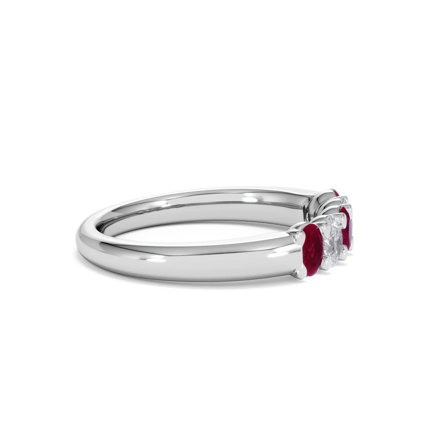 Solene 0.75ct Oval Cut Lab Ruby and Lab Diamond Half Band Eternity Ring in 18K White Gold - Image 26