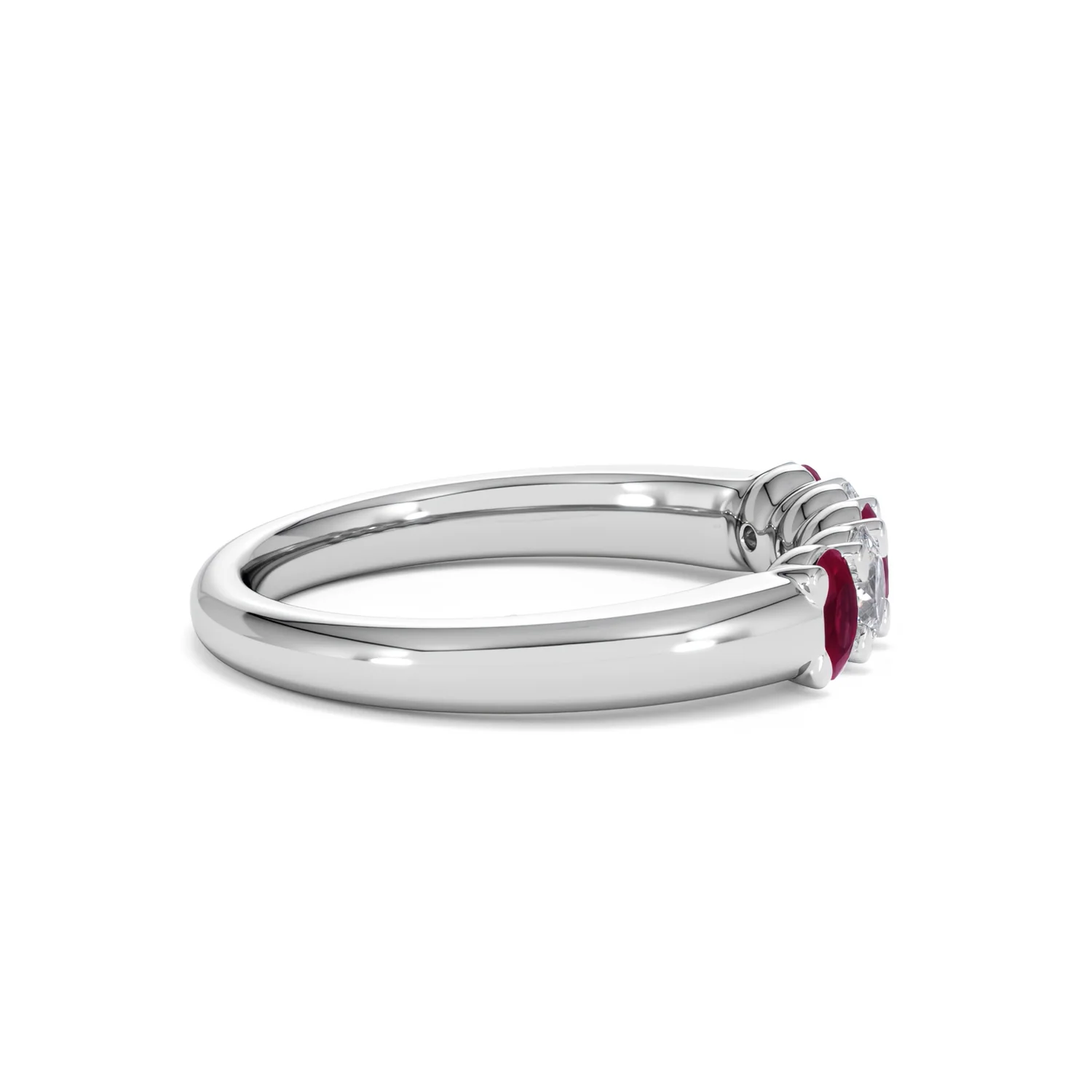 Solene 0.75ct Oval Cut Lab Ruby and Lab Diamond Half Band Eternity Ring in 18K White Gold - Image 29