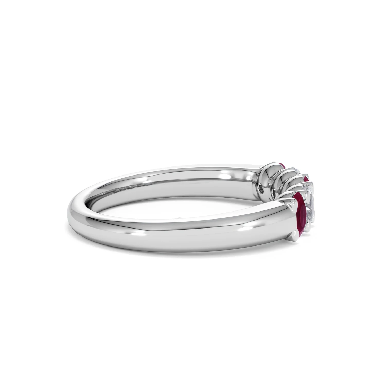 Solene 0.75ct Oval Cut Lab Ruby and Lab Diamond Half Band Eternity Ring in 18K White Gold - Image 30