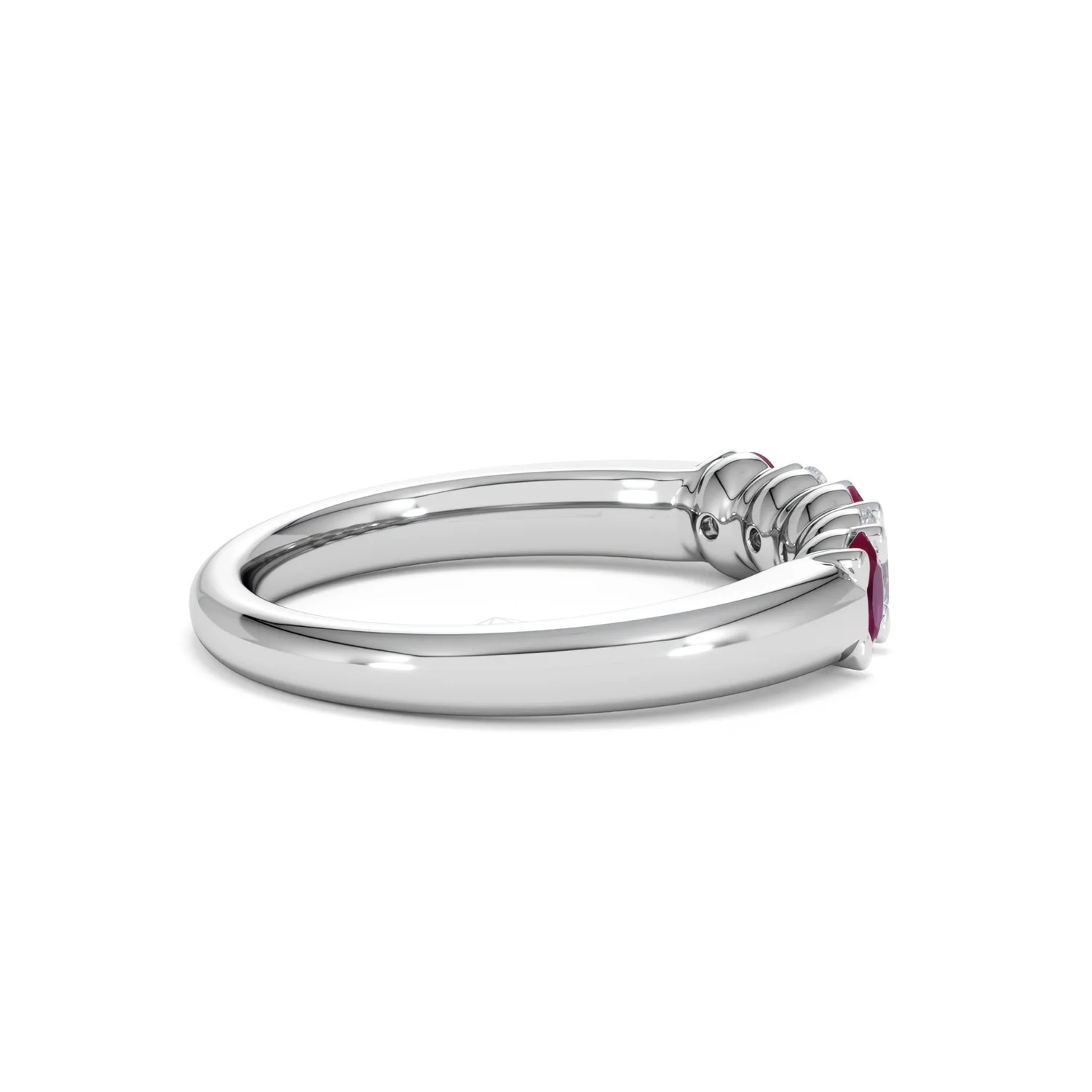Solene 0.75ct Oval Cut Lab Ruby and Lab Diamond Half Band Eternity Ring in 18K White Gold - Image 32