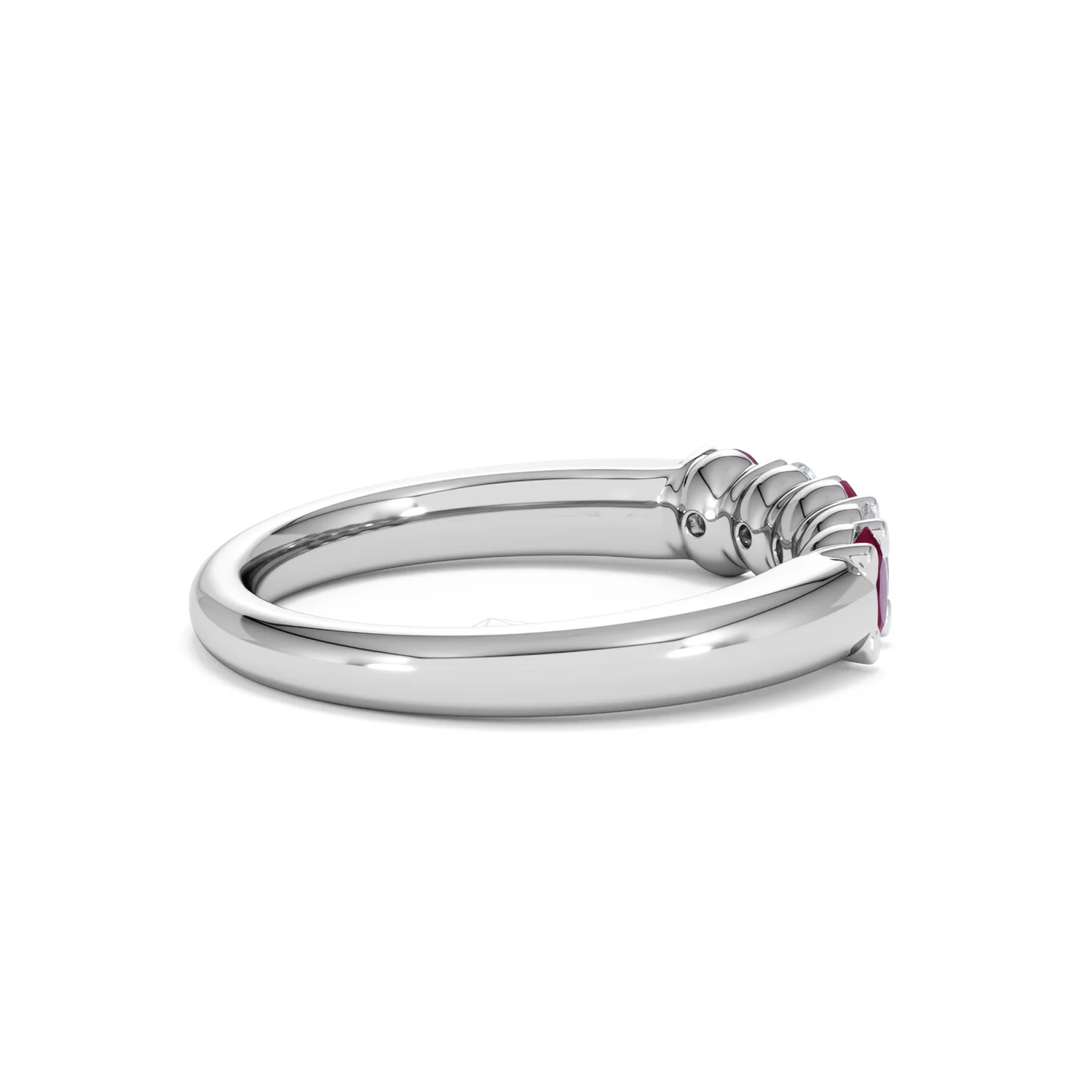 Solene 0.75ct Oval Cut Lab Ruby and Lab Diamond Half Band Eternity Ring in 18K White Gold - Image 33