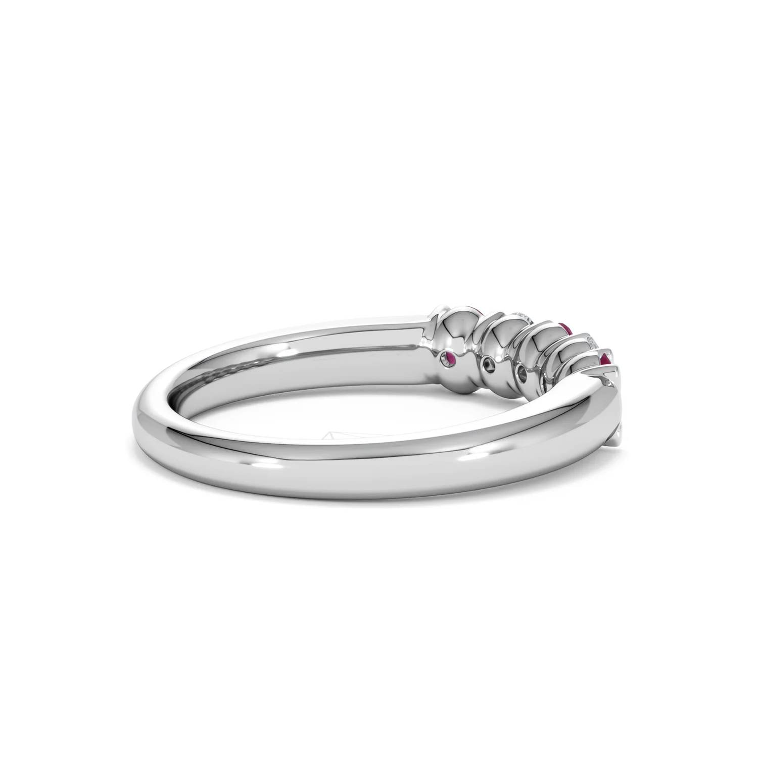 Solene 0.75ct Oval Cut Lab Ruby and Lab Diamond Half Band Eternity Ring in 18K White Gold - Image 36