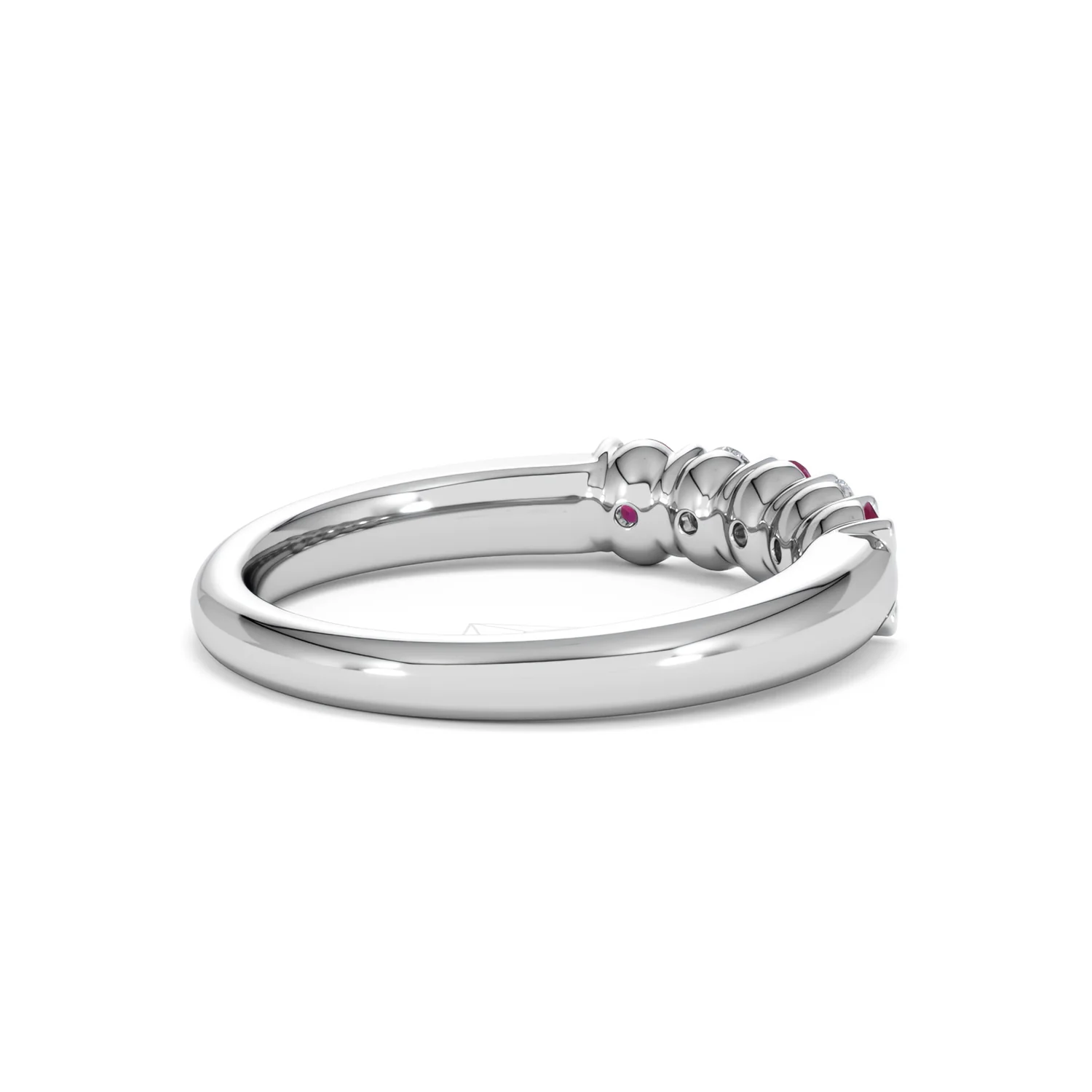 Solene 0.75ct Oval Cut Lab Ruby and Lab Diamond Half Band Eternity Ring in 18K White Gold - Image 37