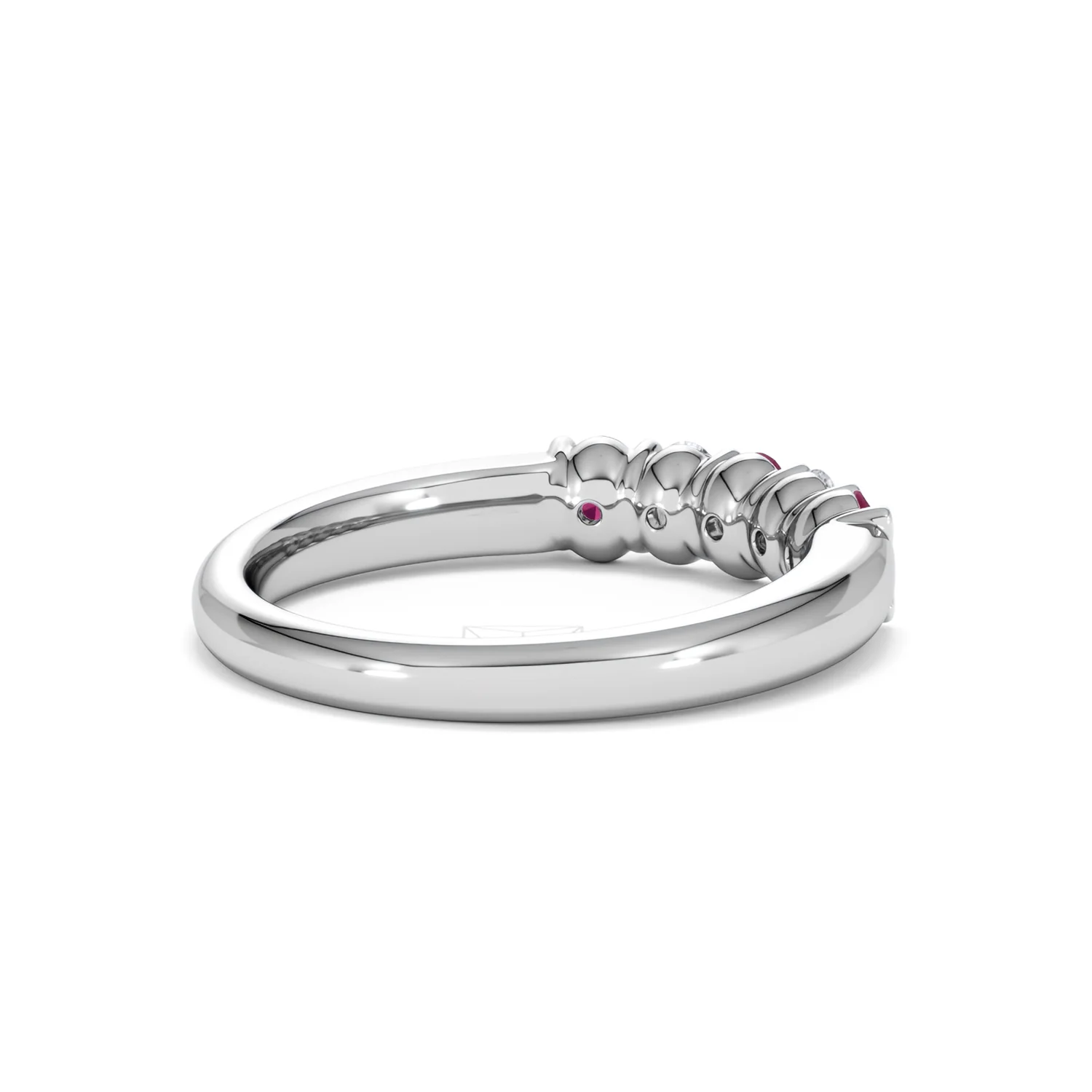 Solene 0.75ct Oval Cut Lab Ruby and Lab Diamond Half Band Eternity Ring in 18K White Gold - Image 39
