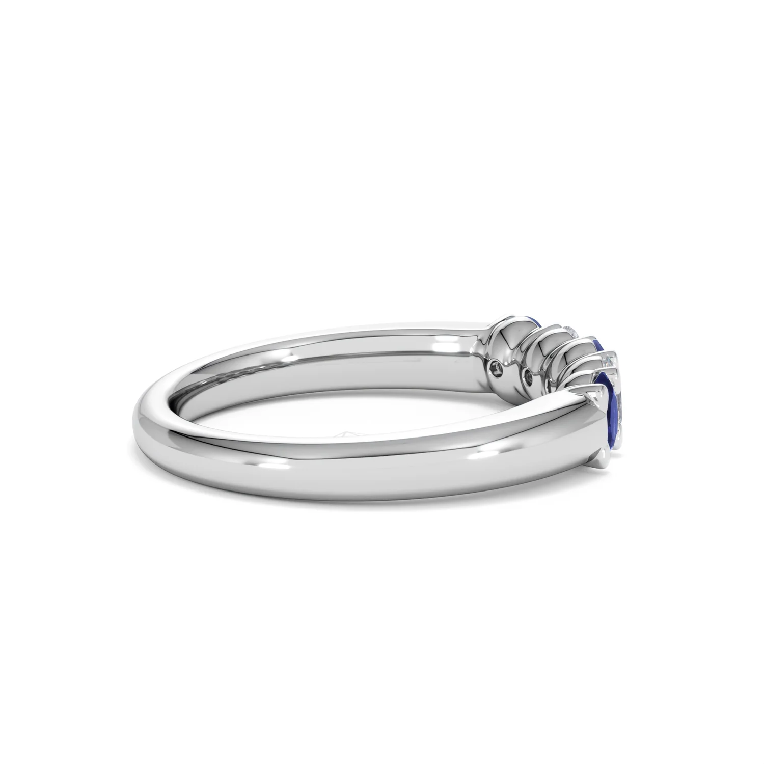 Solene 0.75ct Oval Cut Lab Sapphire and Lab Diamond Half Band Eternity Ring in 18k White Gold - Image 32