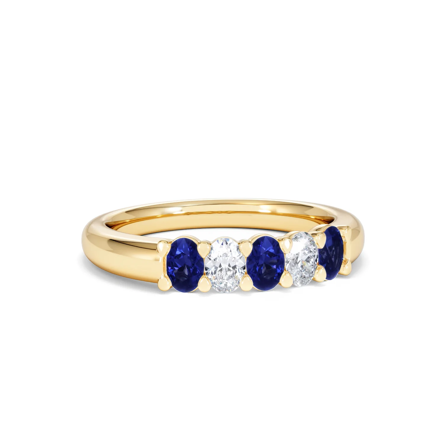 Solene 0.75ct Oval Cut Lab Sapphire and Lab Diamond Half Band Eternity Ring in 18k Yellow Gold - Image 13