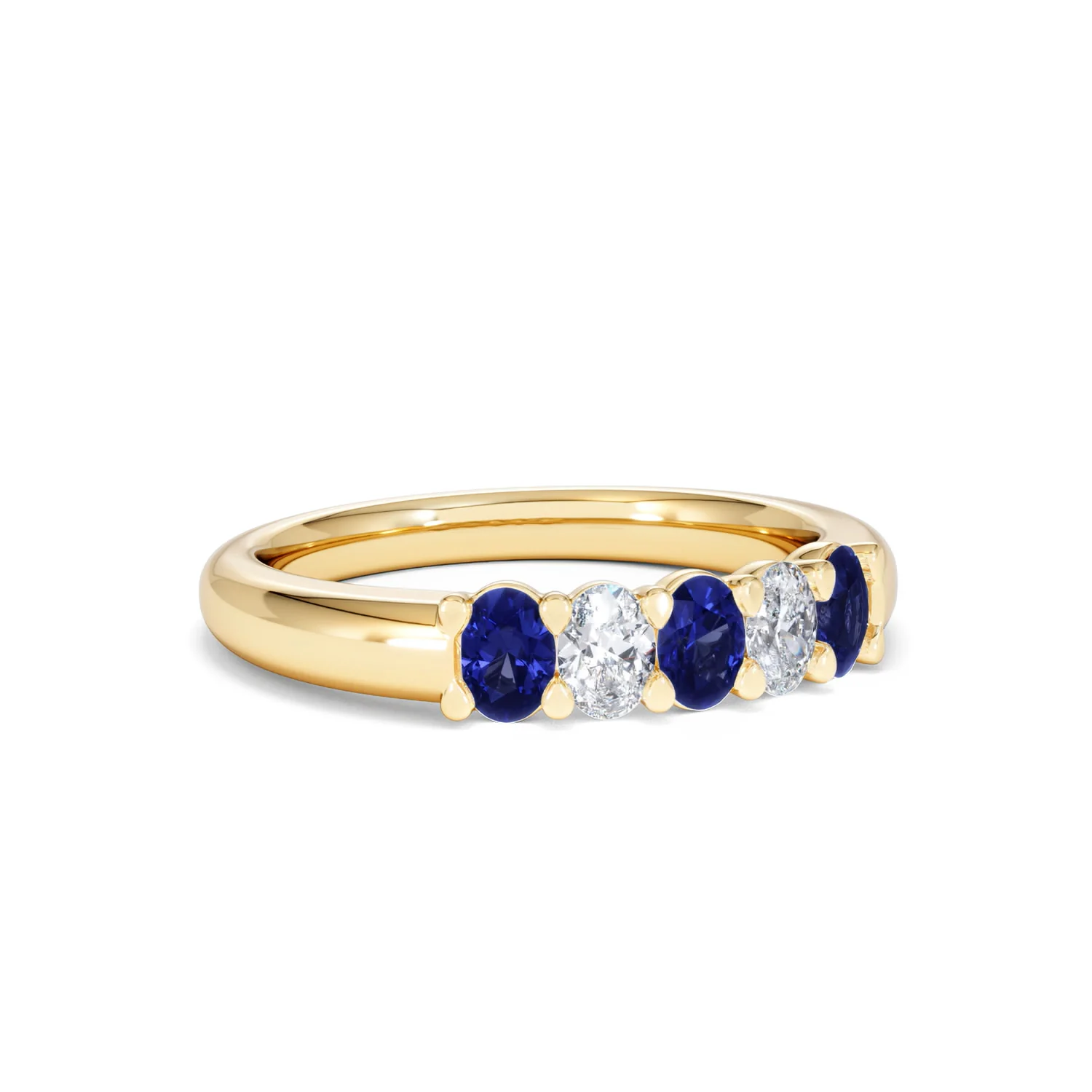 Solene 0.75ct Oval Cut Lab Sapphire and Lab Diamond Half Band Eternity Ring in 18k Yellow Gold - Image 15
