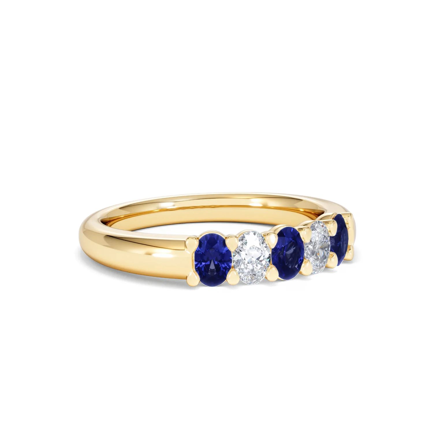 Solene 0.75ct Oval Cut Lab Sapphire and Lab Diamond Half Band Eternity Ring in 18k Yellow Gold - Image 16