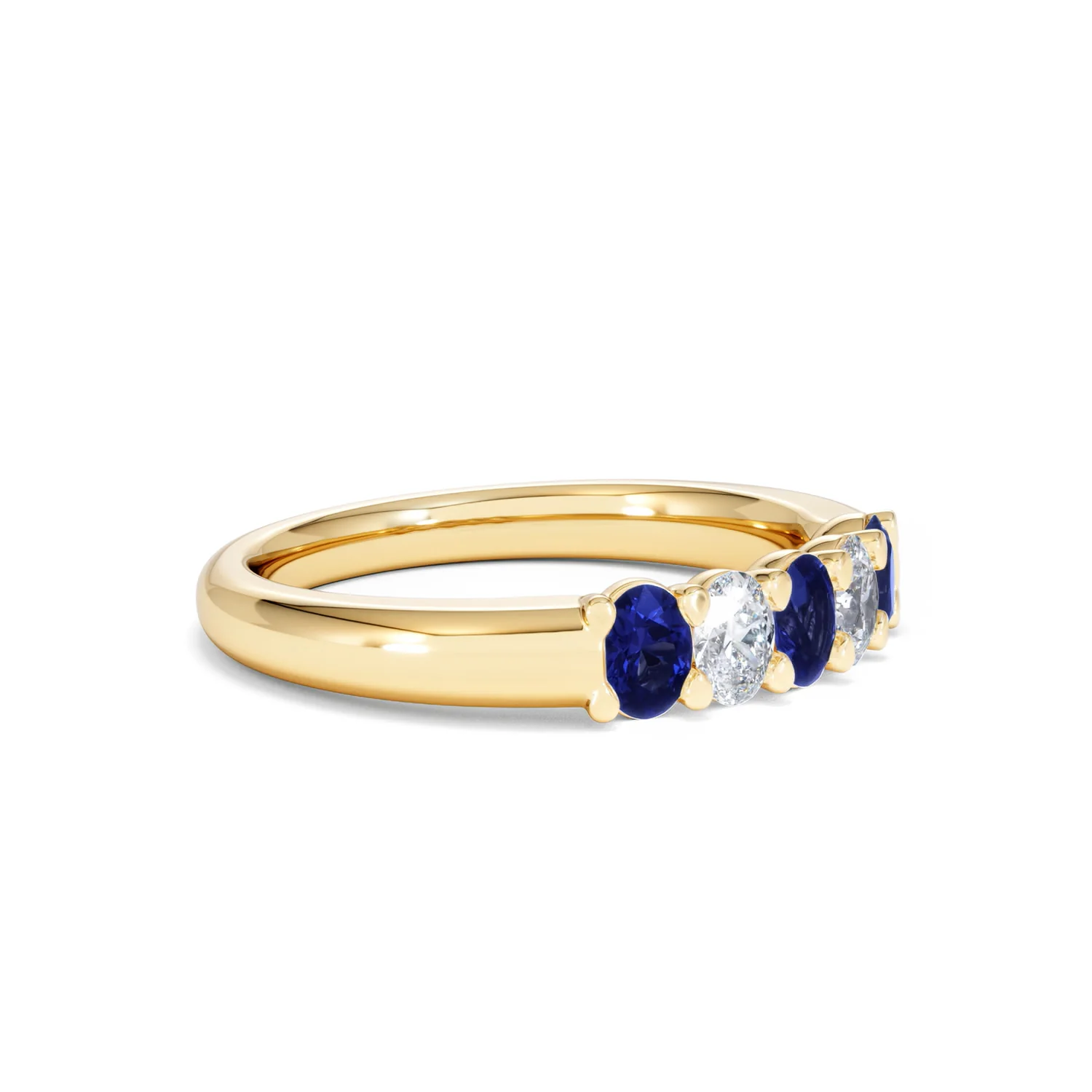 Solene 0.75ct Oval Cut Lab Sapphire and Lab Diamond Half Band Eternity Ring in 18k Yellow Gold - Image 20