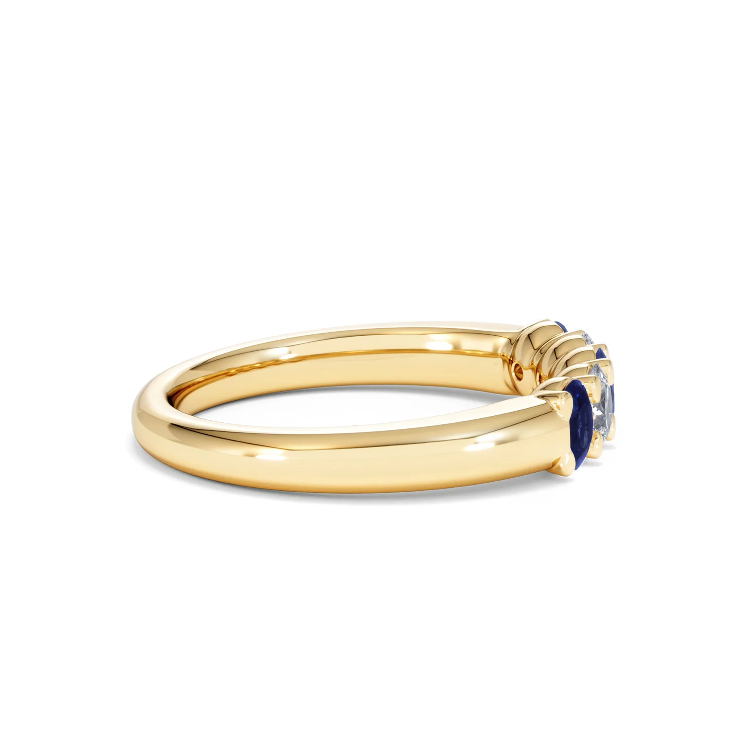 Solene 0.75ct Oval Cut Lab Sapphire and Lab Diamond Half Band Eternity Ring in 18k Yellow Gold - Image 29