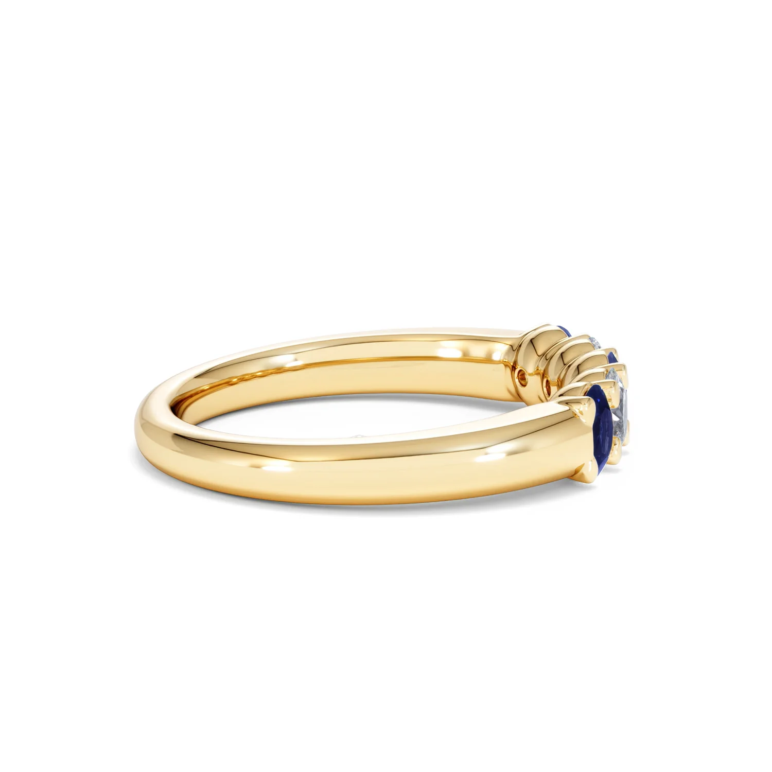 Solene 0.75ct Oval Cut Lab Sapphire and Lab Diamond Half Band Eternity Ring in 18k Yellow Gold - Image 30