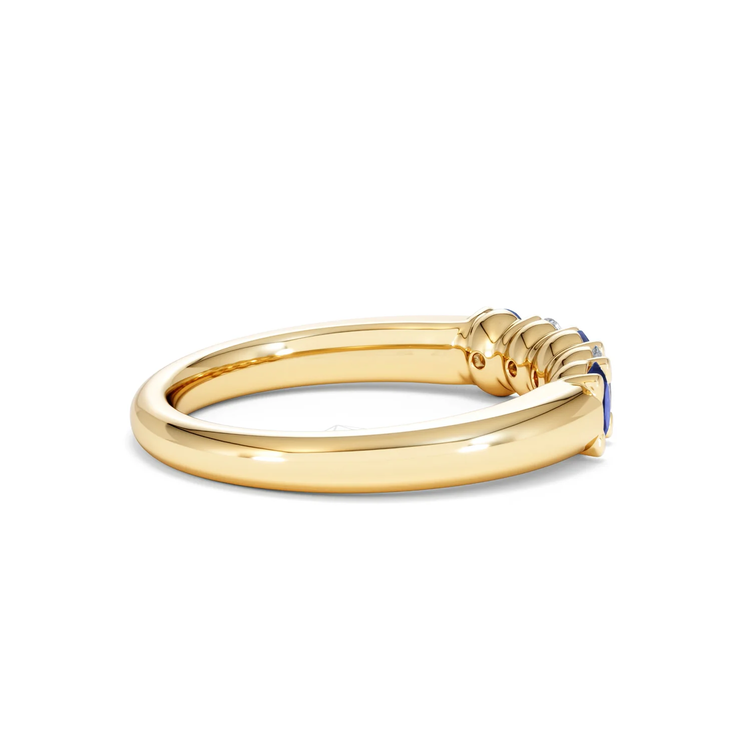 Solene 0.75ct Oval Cut Lab Sapphire and Lab Diamond Half Band Eternity Ring in 18k Yellow Gold - Image 33
