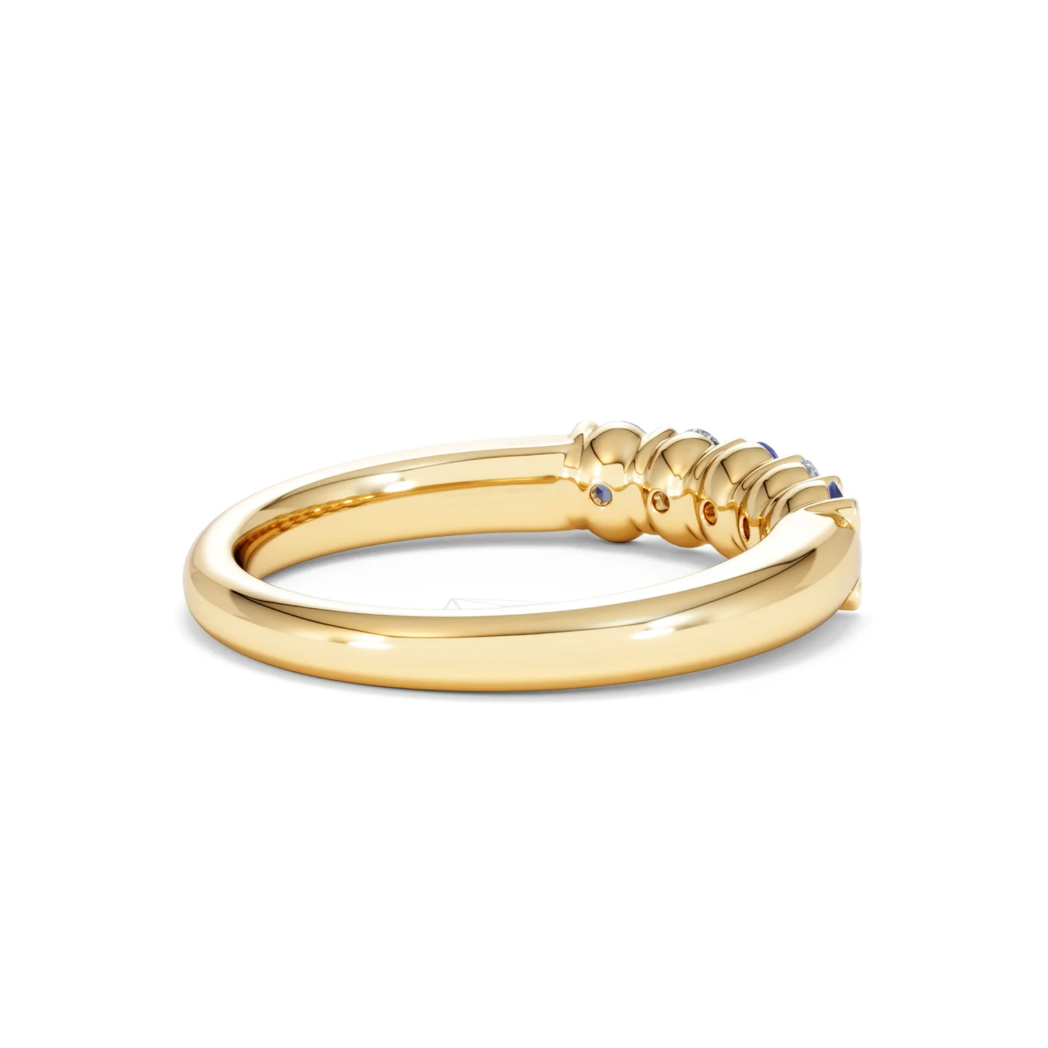 Solene 0.75ct Oval Cut Lab Sapphire and Lab Diamond Half Band Eternity Ring in 18k Yellow Gold - Image 37