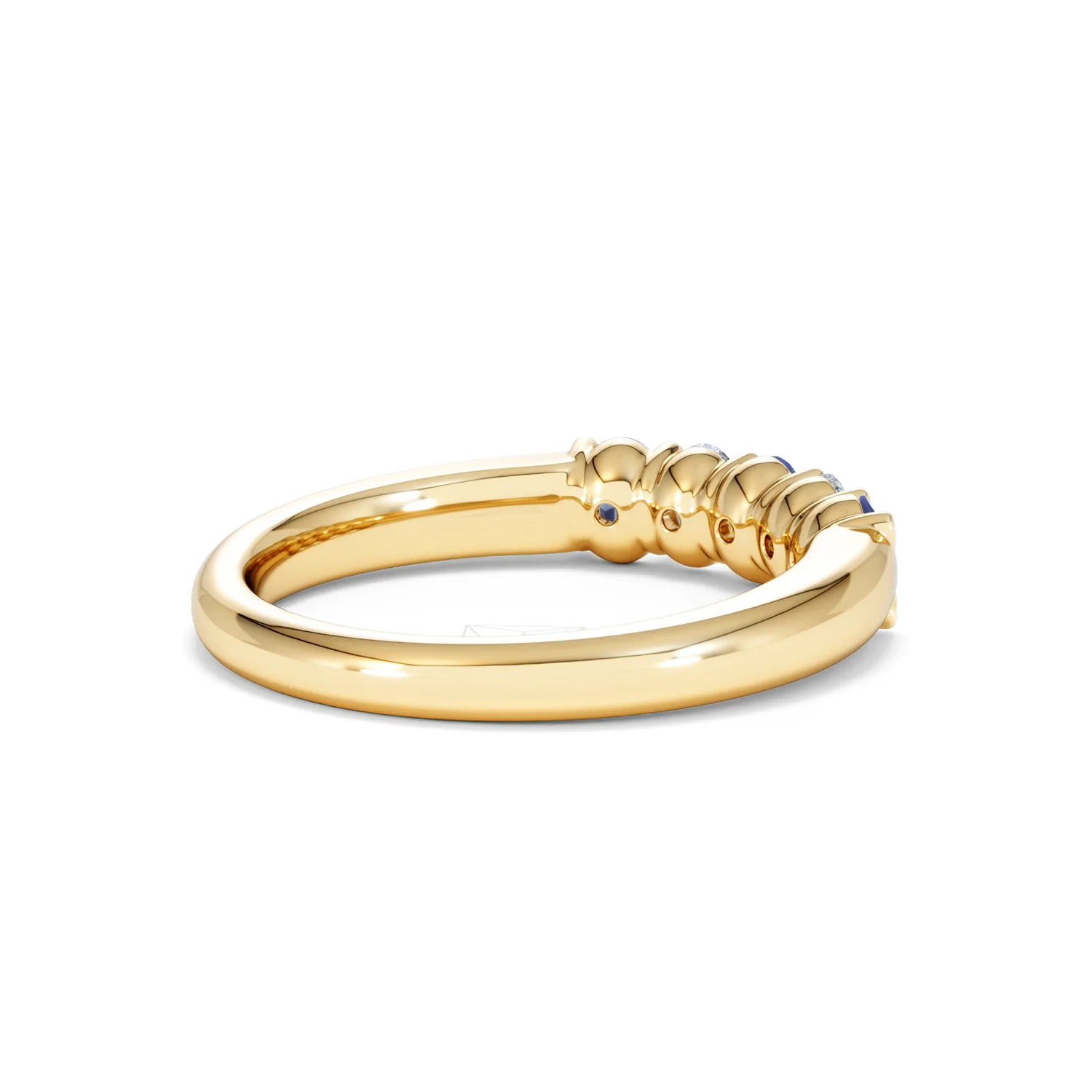 Solene 0.75ct Oval Cut Lab Sapphire and Lab Diamond Half Band Eternity Ring in 18k Yellow Gold - Image 38