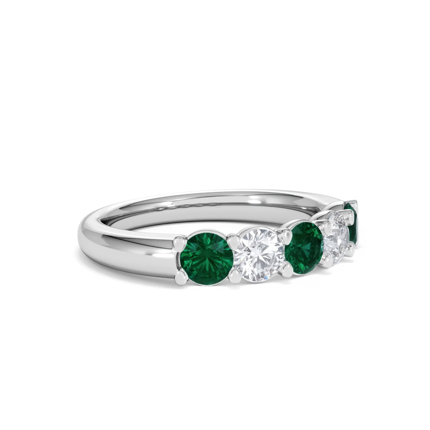 Solene 0.75ct Round Cut Lab Emerald and Lab Diamond Half Eternity Ring in 18K White Gold - Image 18