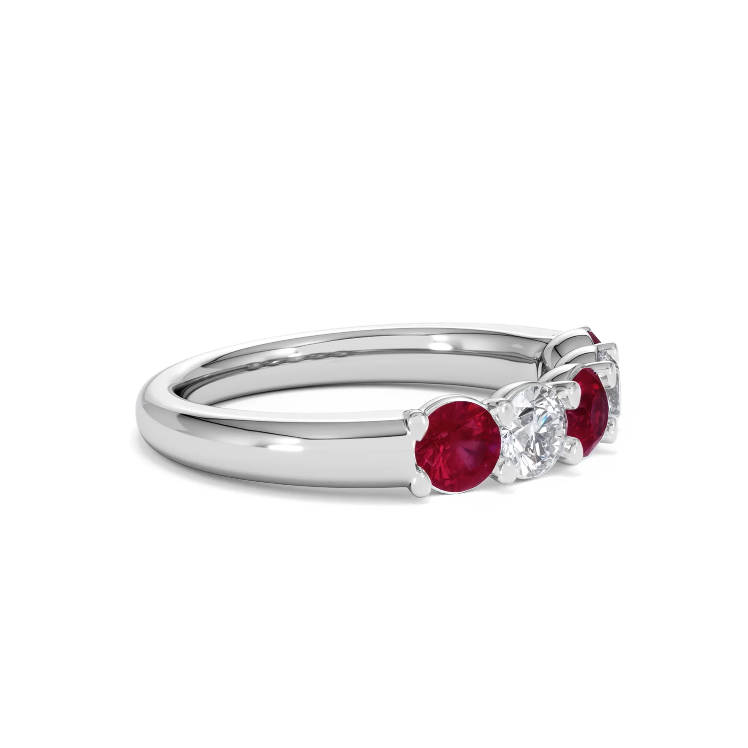 Solene 0.75ct Round Cut Lab Ruby and Lab Diamond Half Eternity Ring in 18K White Gold - Image 23