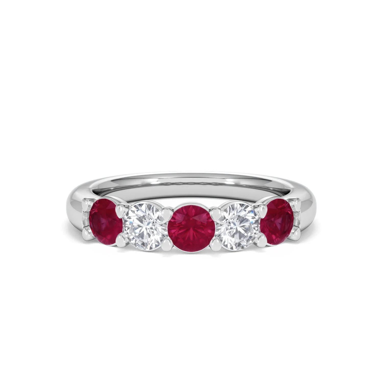 Solene 0.75ct Round Cut Lab Ruby and Lab Diamond Half Eternity Ring in 18K White Gold - Image 9