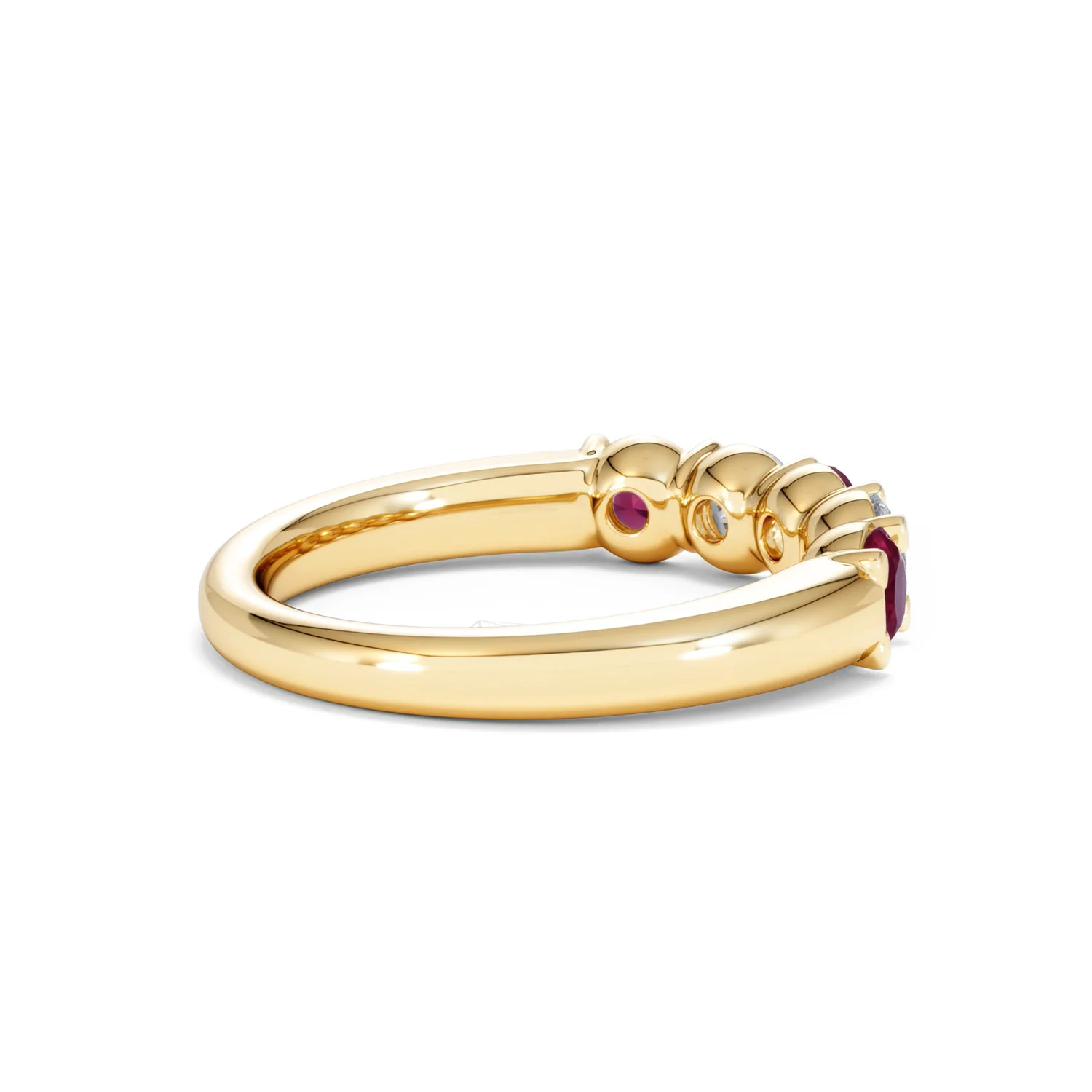 Solene 0.75ct Round Cut Lab Ruby and Lab Diamond Half Eternity Ring in 18K Yellow Gold - Image 35