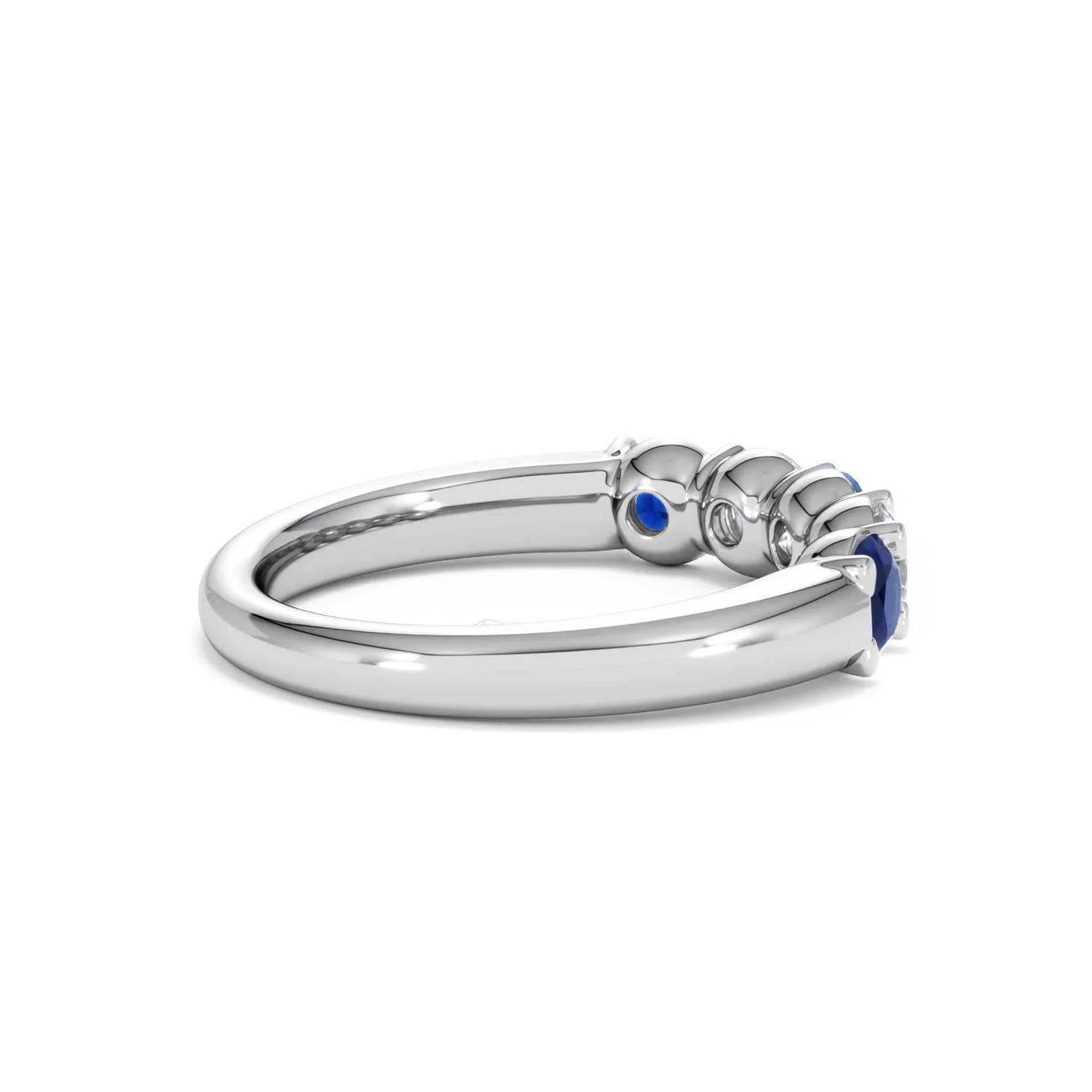 Solene 0.75ct Round Cut Lab Sapphire and Lab Diamond Half Eternity Ring in 18K White Gold - Image 34