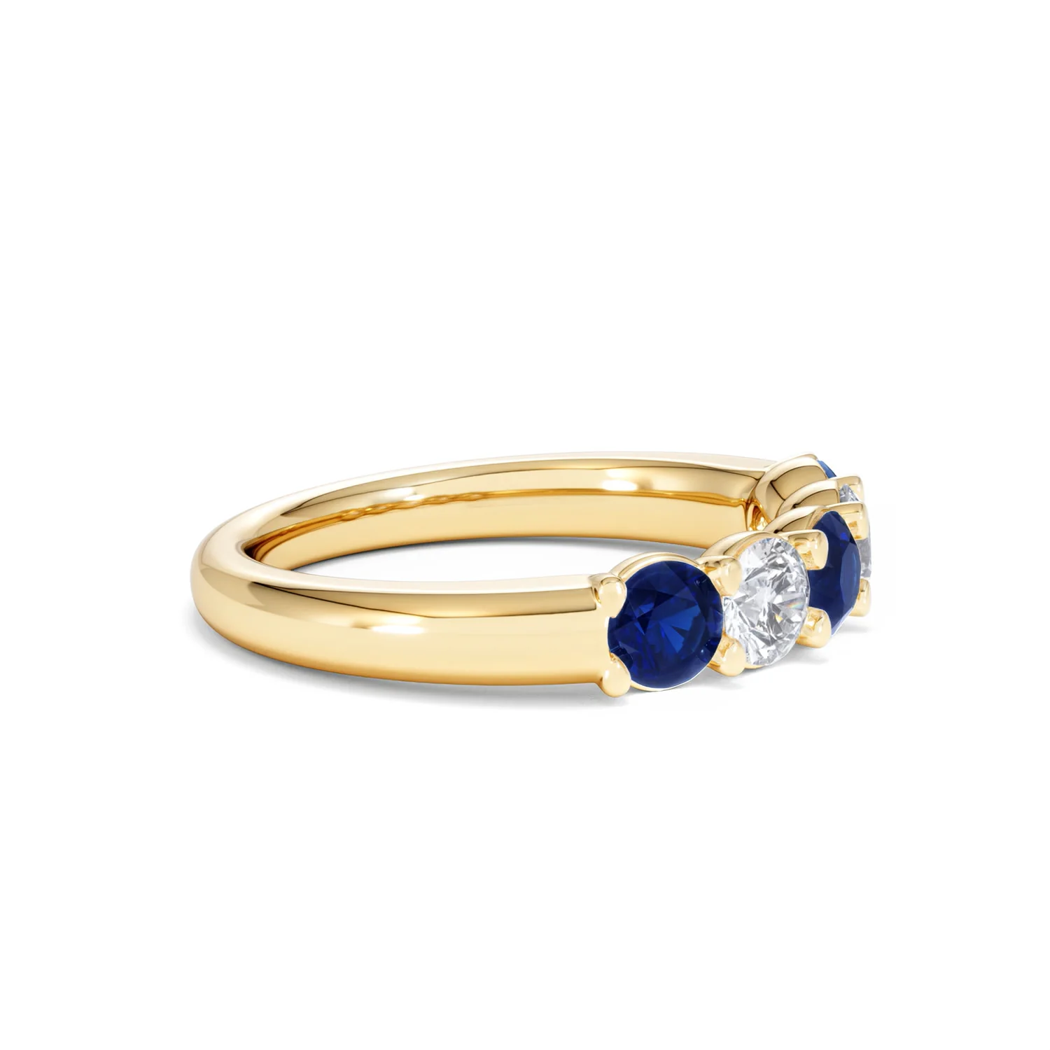Solene 0.75ct Round Cut Lab Sapphire and Lab Diamond Half Eternity Ring in 18K Yellow Gold - Image 24