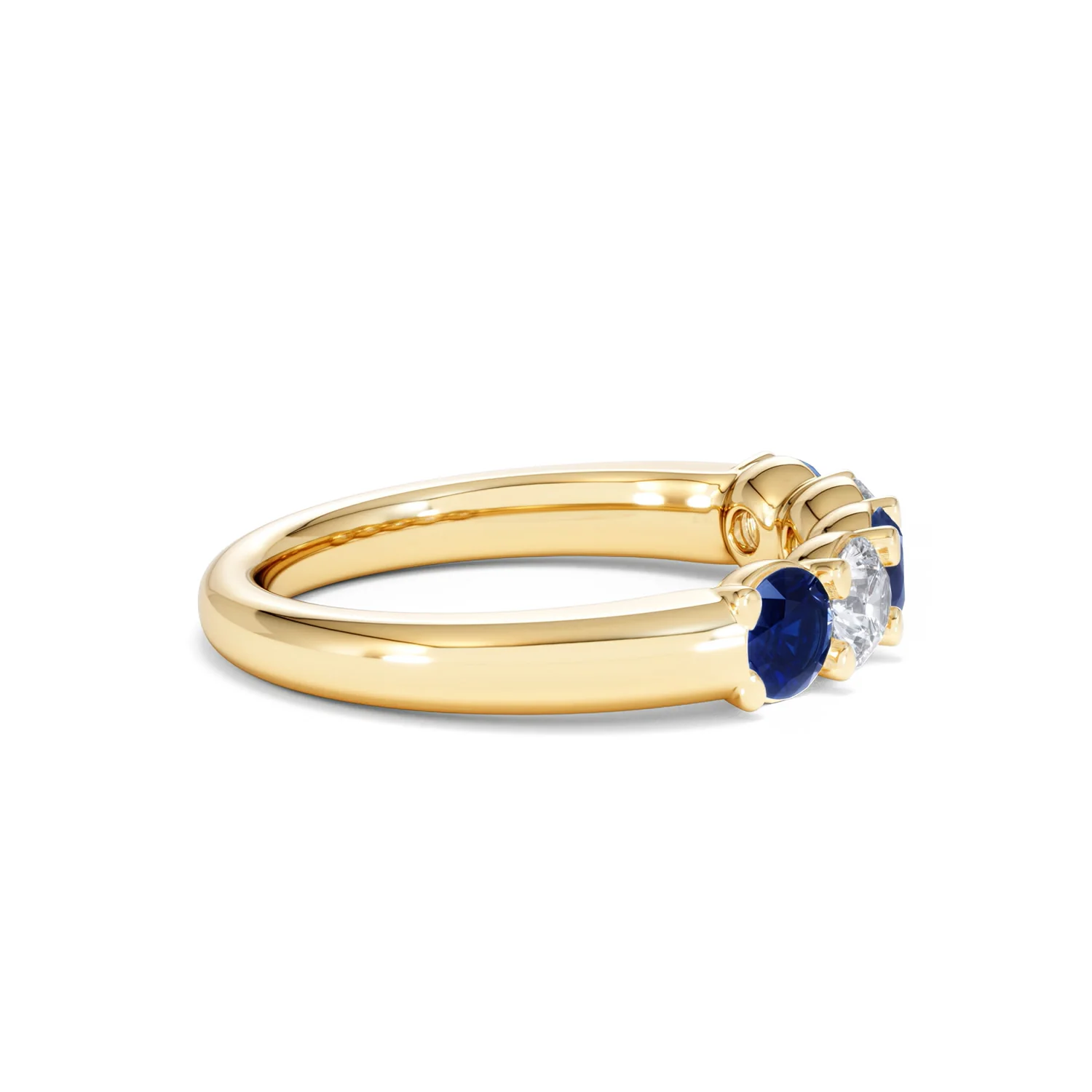 Solene 0.75ct Round Cut Lab Sapphire and Lab Diamond Half Eternity Ring in 18K Yellow Gold - Image 28