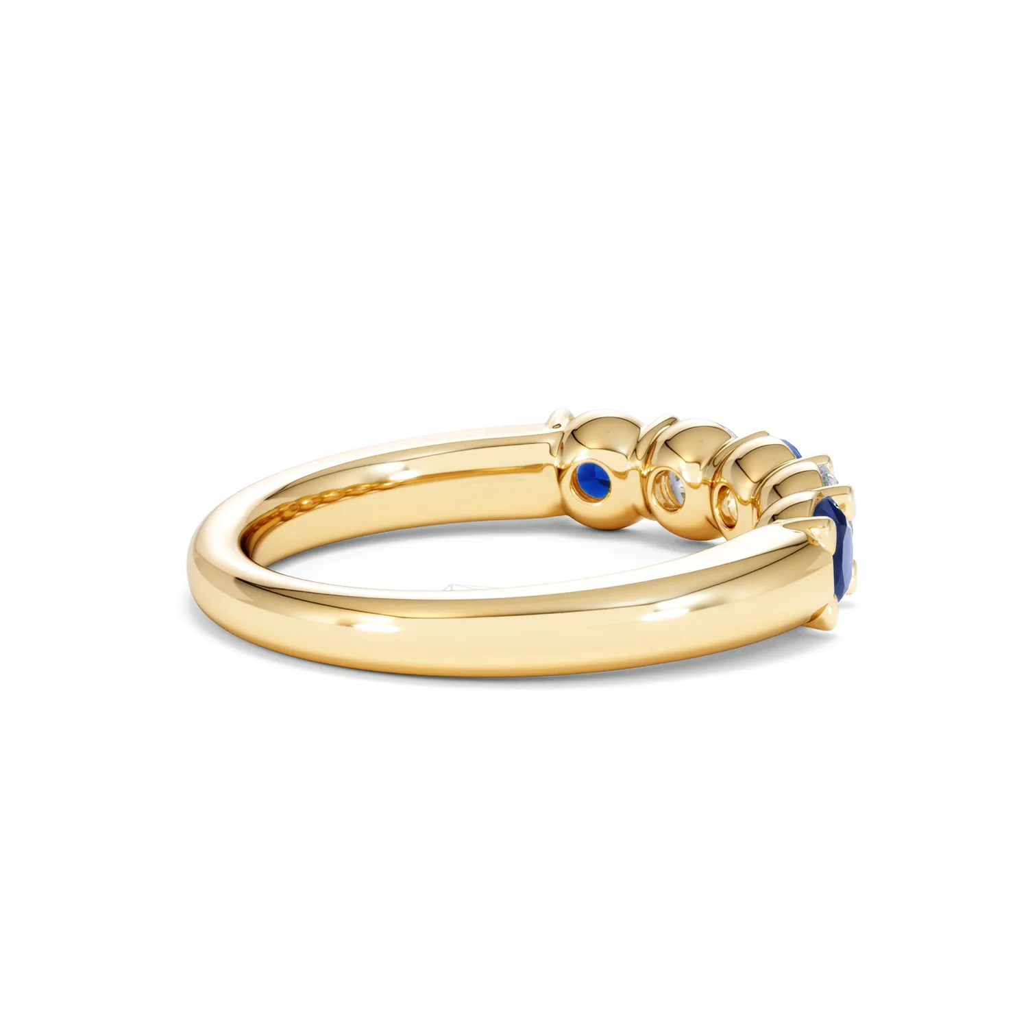 Solene 0.75ct Round Cut Lab Sapphire and Lab Diamond Half Eternity Ring in 18K Yellow Gold - Image 35