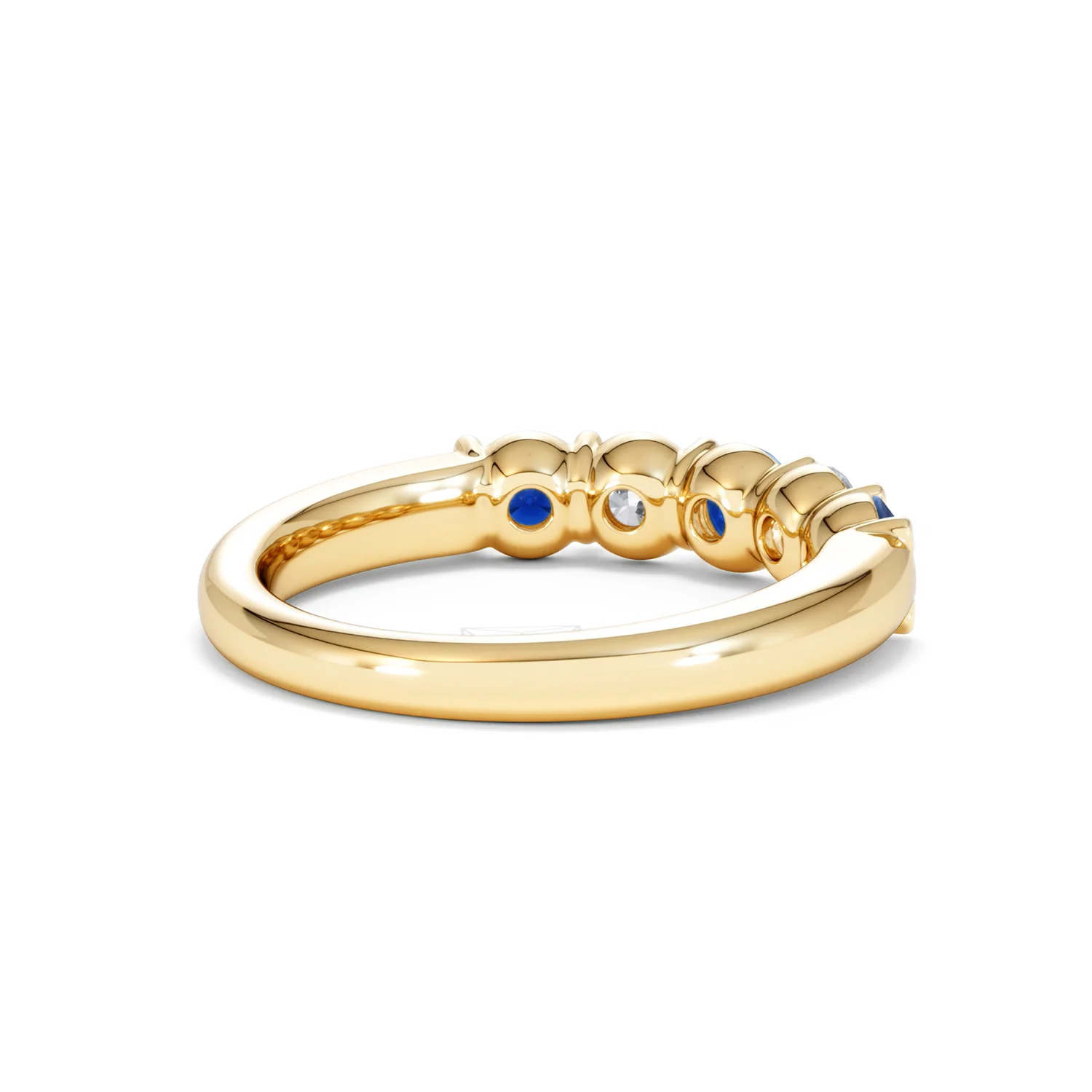 Solene 0.75ct Round Cut Lab Sapphire and Lab Diamond Half Eternity Ring in 18K Yellow Gold - Image 40