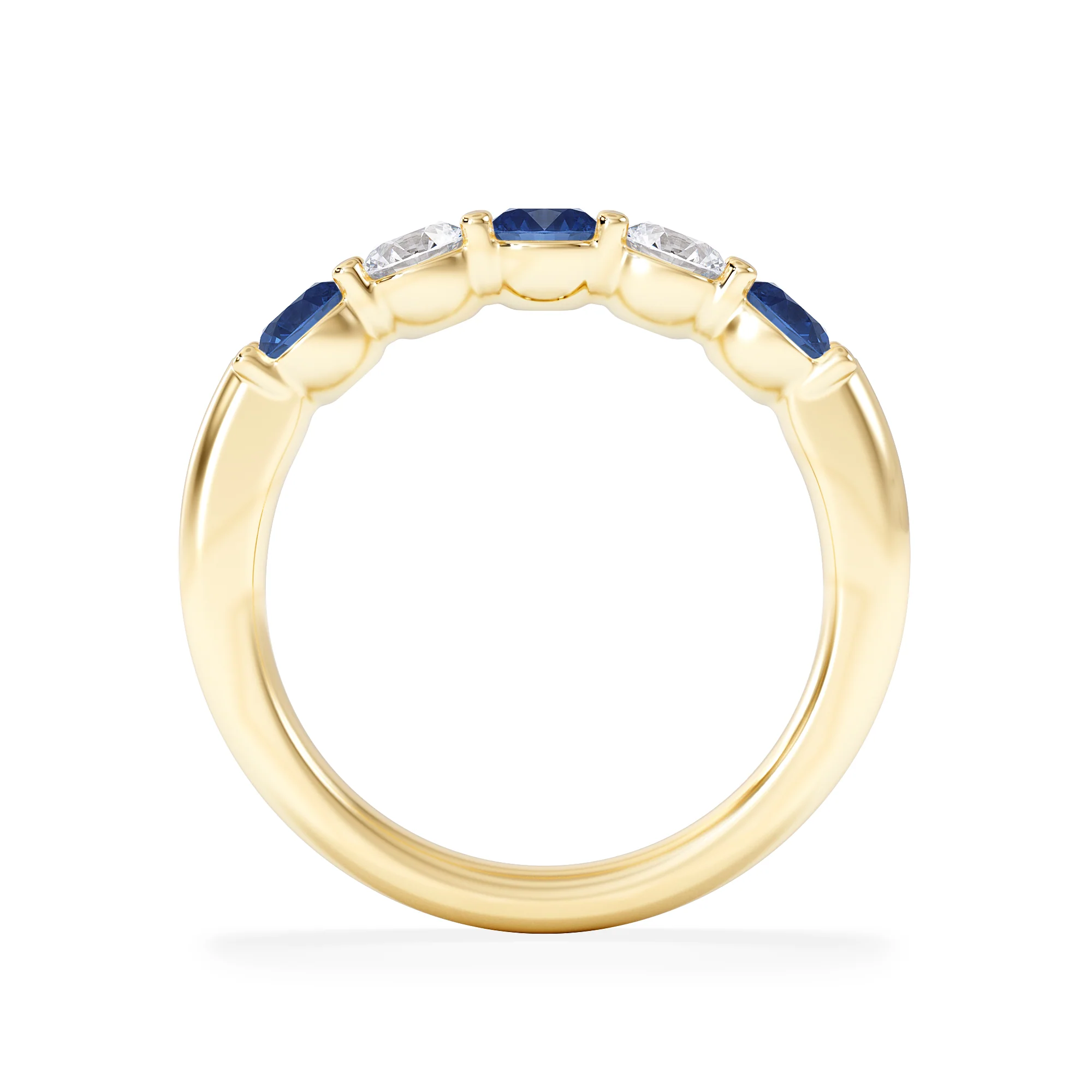 Solene 0.75ct Round Cut Lab Sapphire and Lab Diamond Half Eternity Ring in 18K Yellow Gold - Image 7