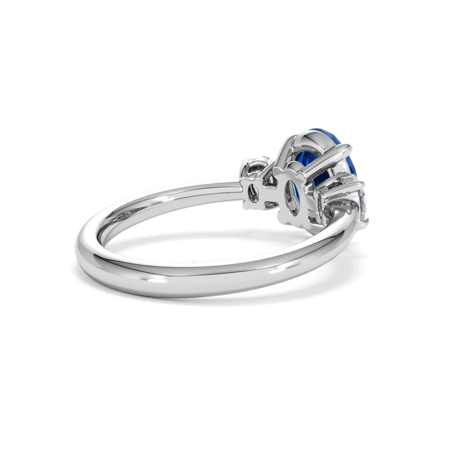 Solene 2.00ct Oval Cut Lab Sapphire and Lab Diamond 3 Stone Engament Ring in 18K White Gold - Image 39