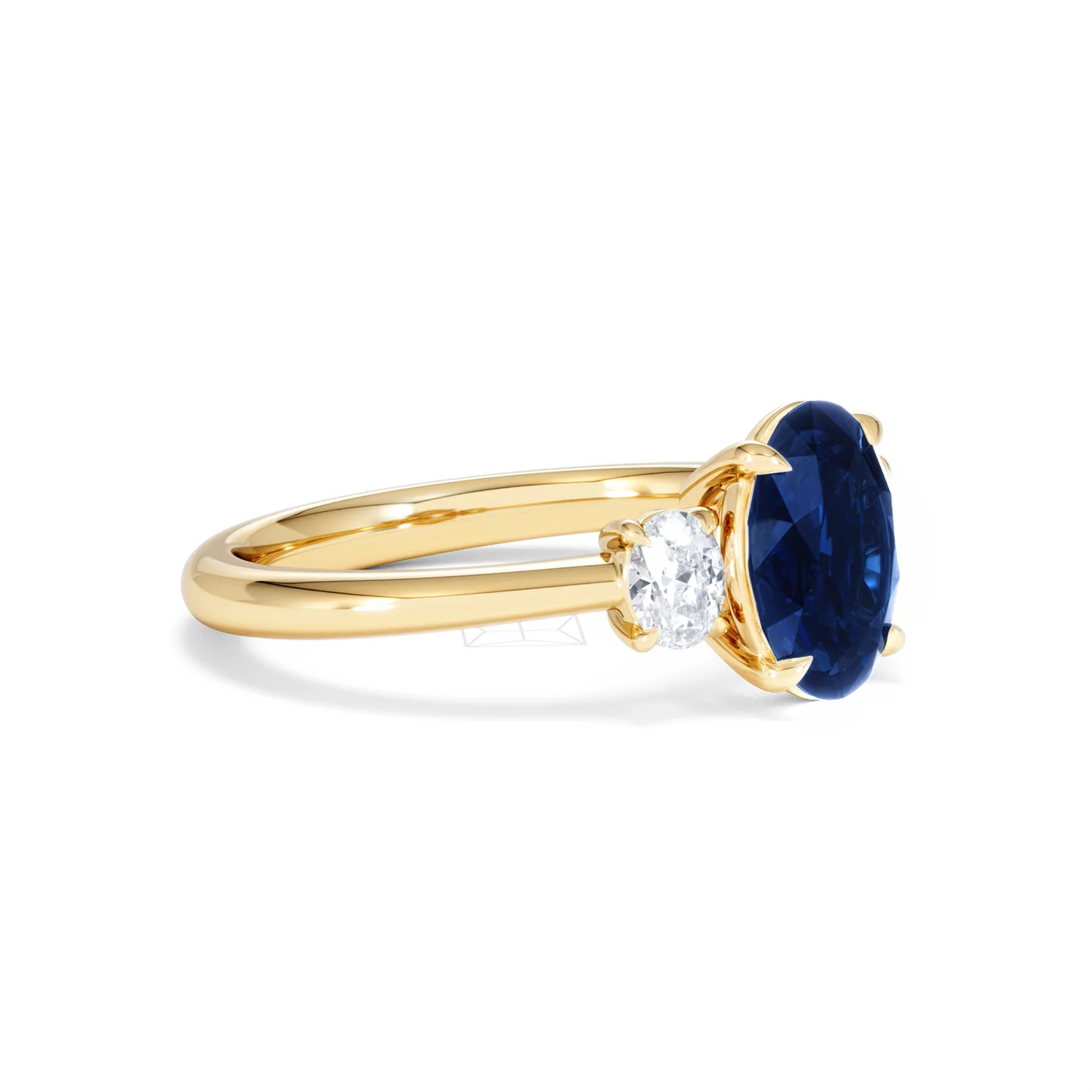 Solene 2.00ct Oval Cut Lab Sapphire and Lab Diamond 3 Stone Engament Ring in 18K Yellow Gold - Image 20
