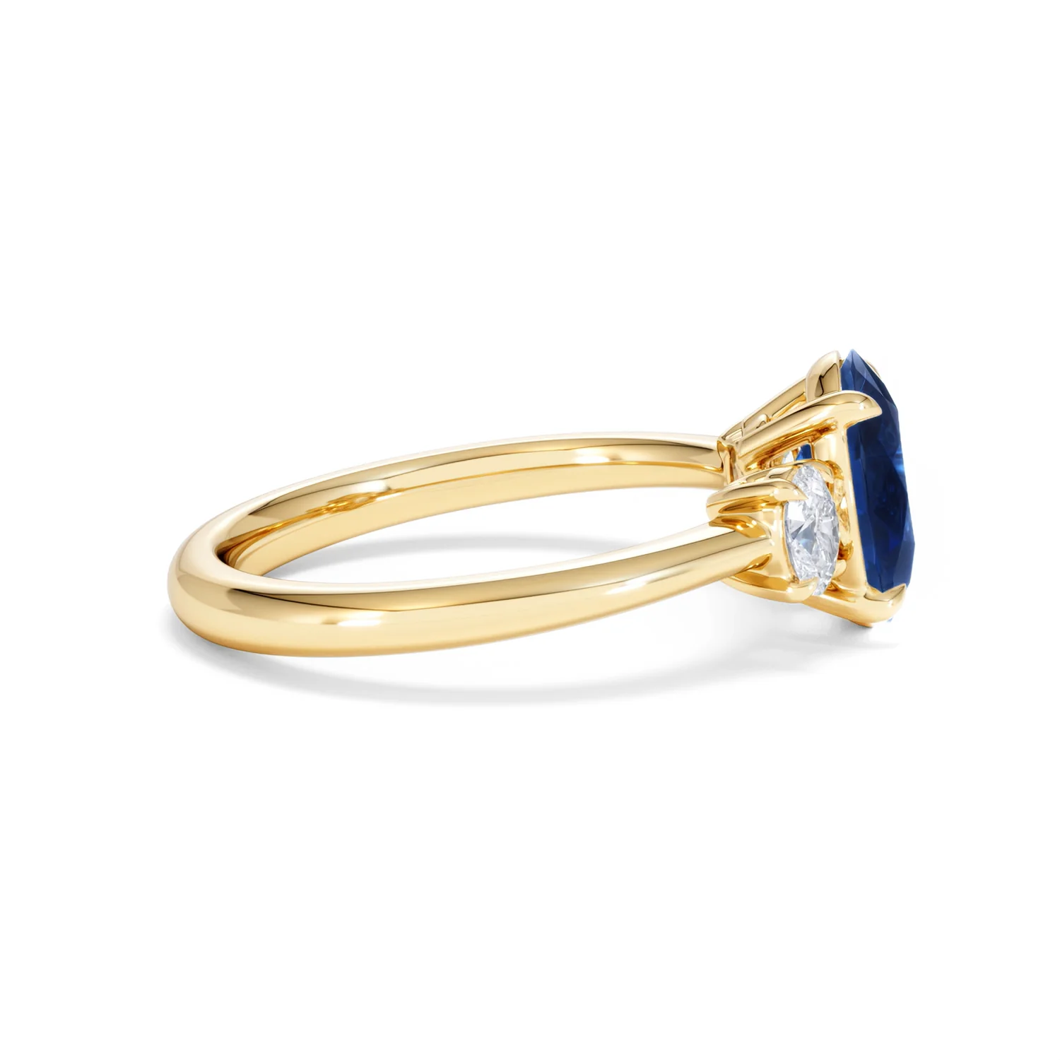 Solene 2.00ct Oval Cut Lab Sapphire and Lab Diamond 3 Stone Engament Ring in 18K Yellow Gold - Image 28