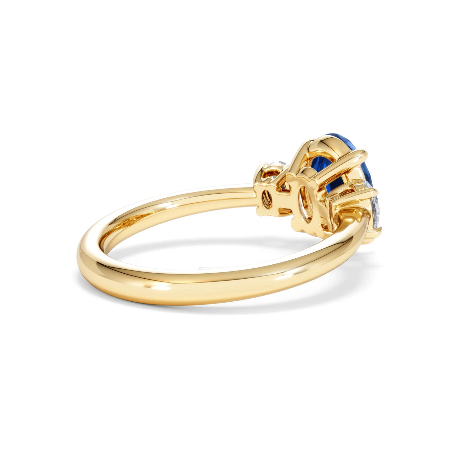 Solene 2.00ct Oval Cut Lab Sapphire and Lab Diamond 3 Stone Engament Ring in 18K Yellow Gold - Image 38