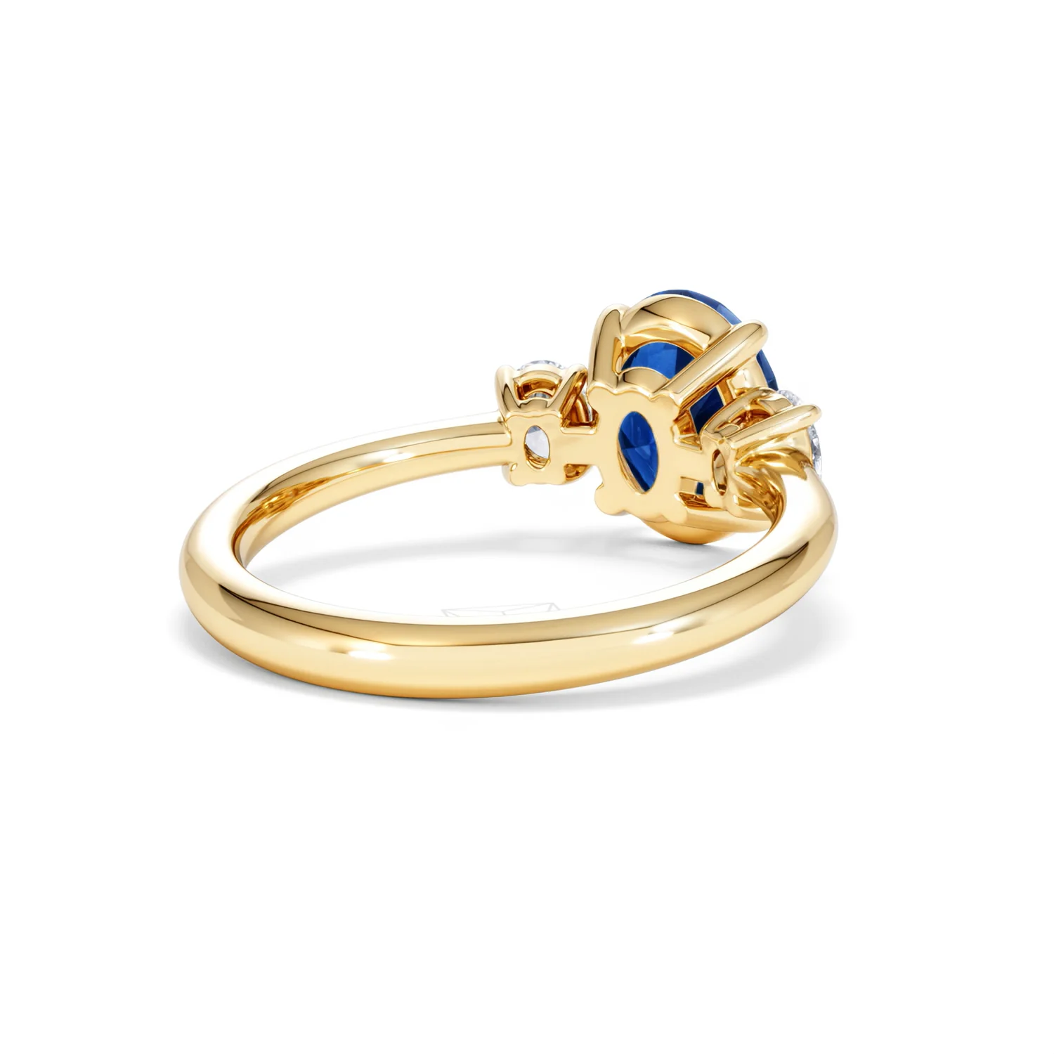 Solene 2.00ct Oval Cut Lab Sapphire and Lab Diamond 3 Stone Engament Ring in 18K Yellow Gold - Image 42