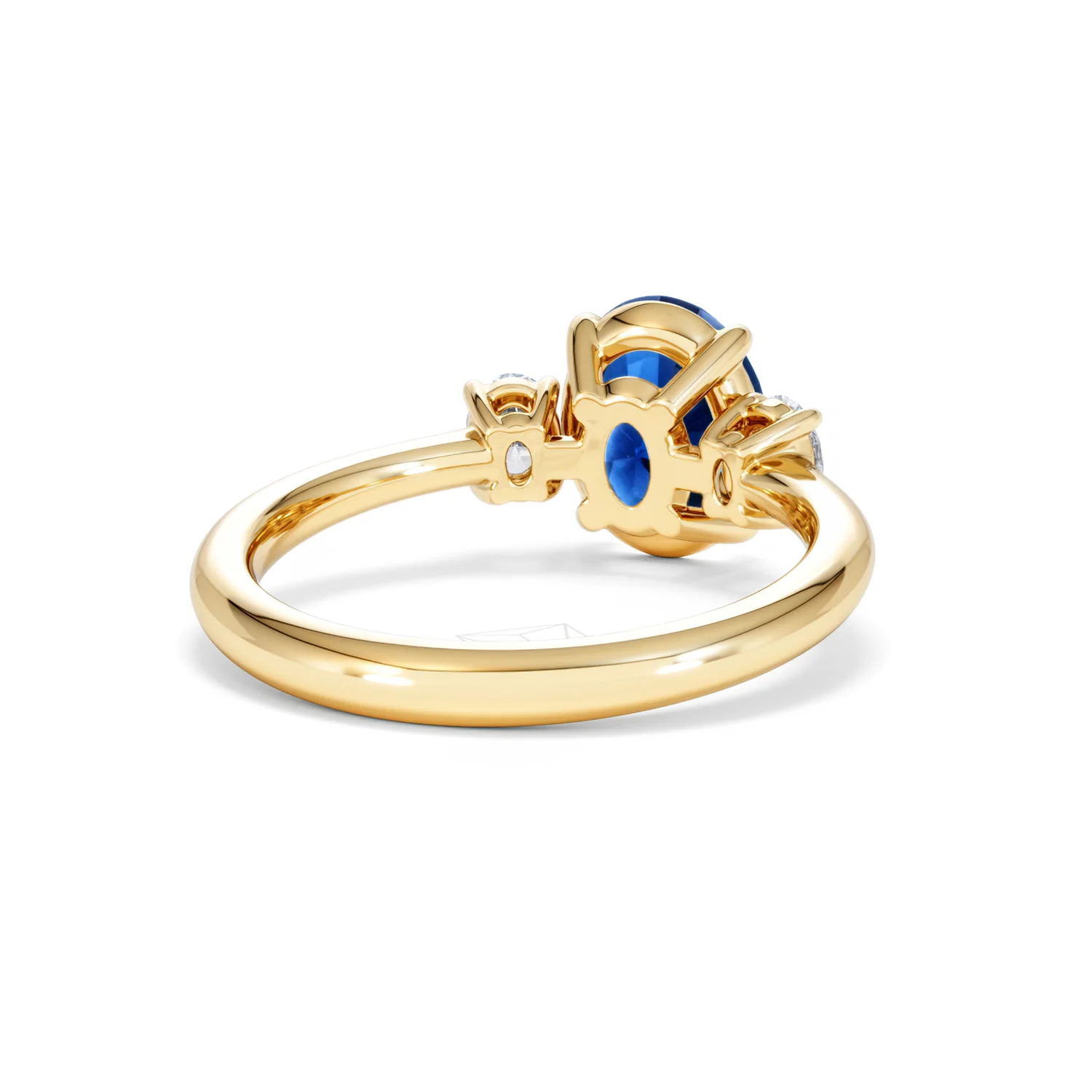 Solene 2.00ct Oval Cut Lab Sapphire and Lab Diamond 3 Stone Engament Ring in 18K Yellow Gold - Image 44