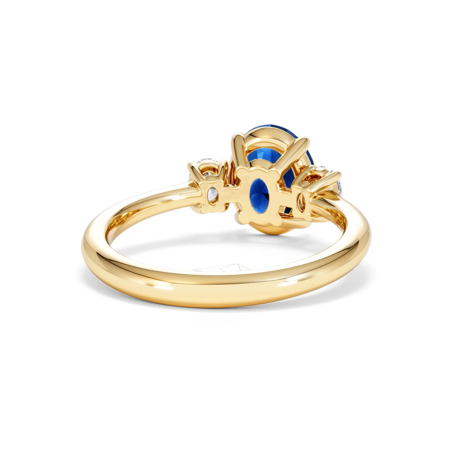 Solene 2.00ct Oval Cut Lab Sapphire and Lab Diamond 3 Stone Engament Ring in 18K Yellow Gold - Image 45