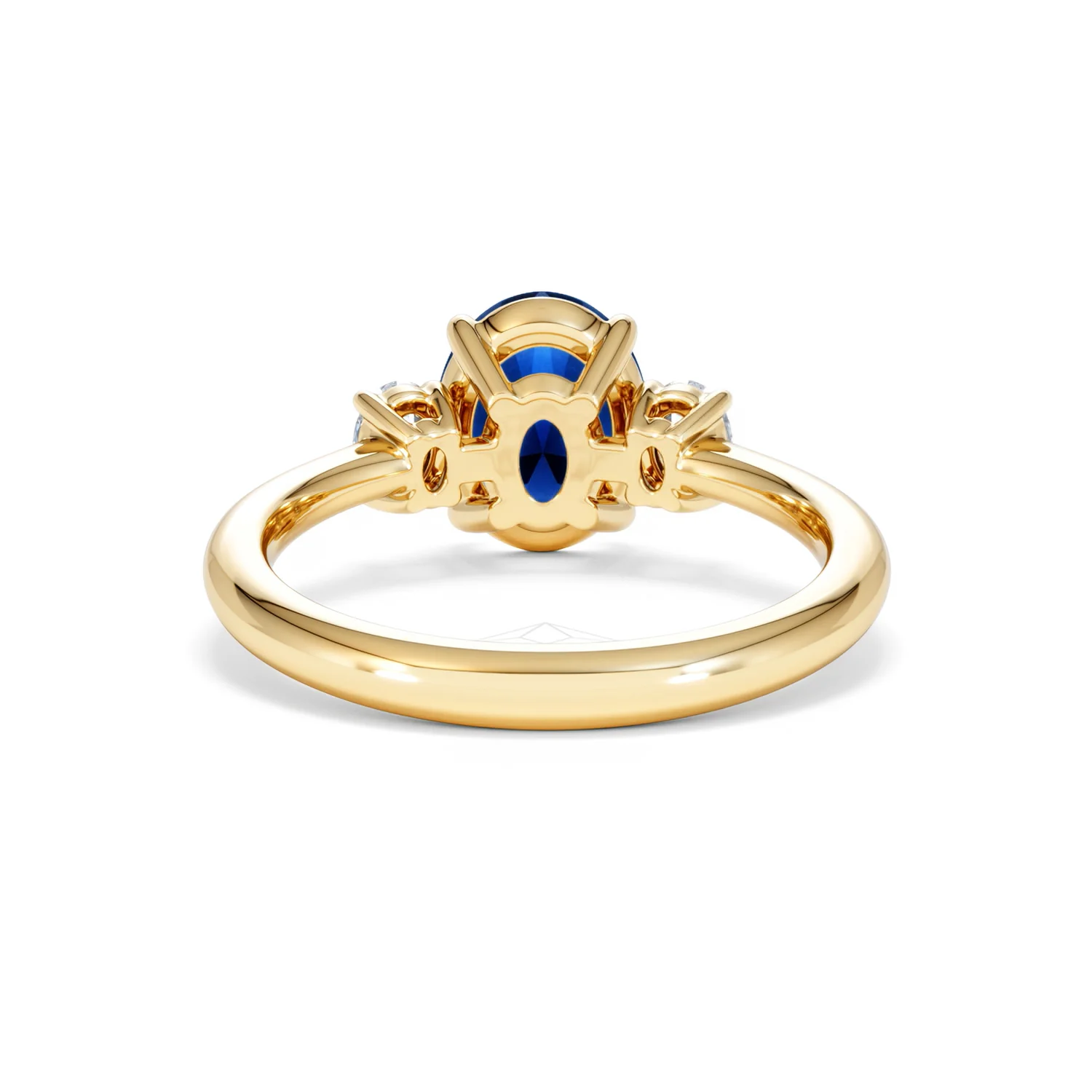 Solene 2.00ct Oval Cut Lab Sapphire and Lab Diamond 3 Stone Engament Ring in 18K Yellow Gold - Image 49
