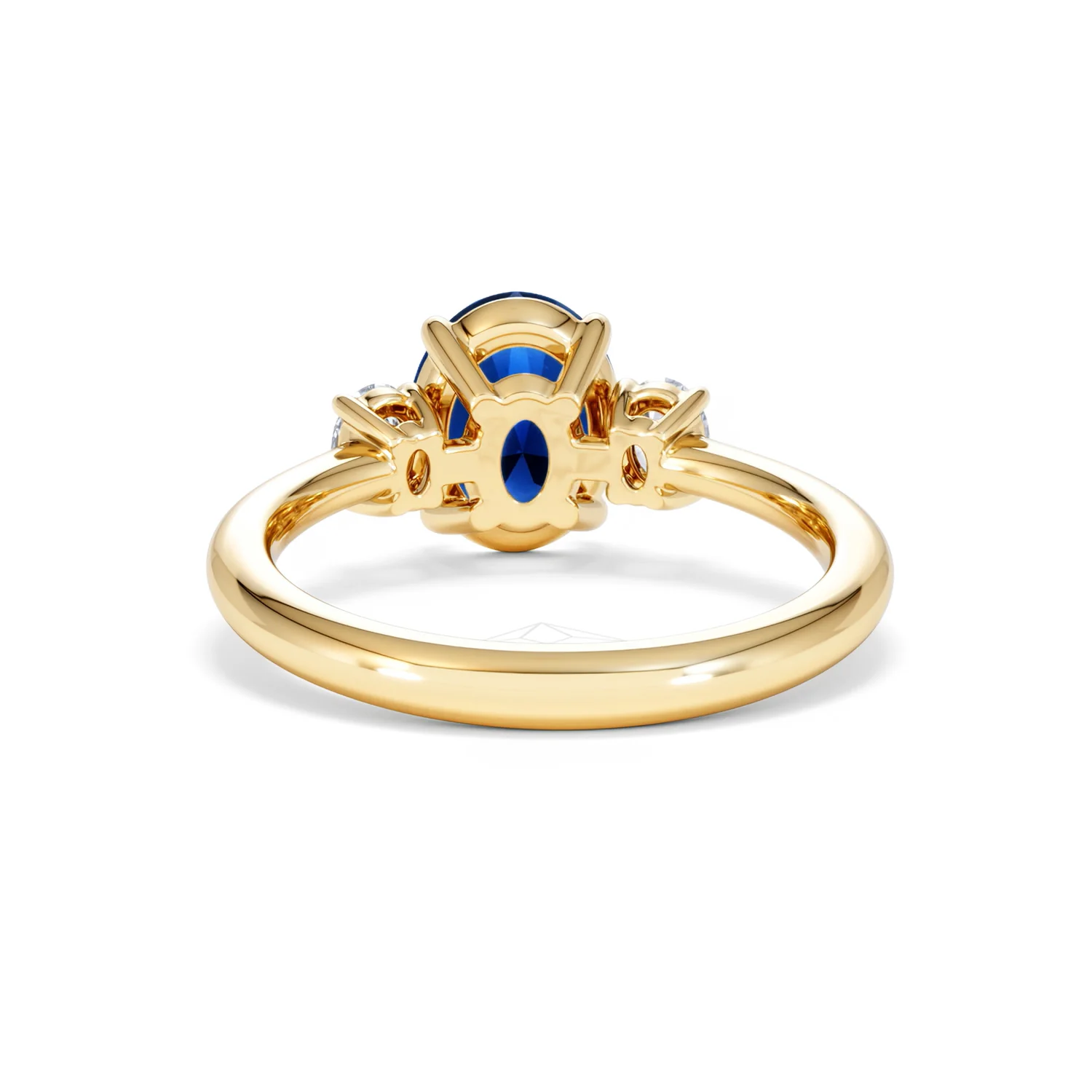 Solene 2.00ct Oval Cut Lab Sapphire and Lab Diamond 3 Stone Engament Ring in 18K Yellow Gold - Image 50