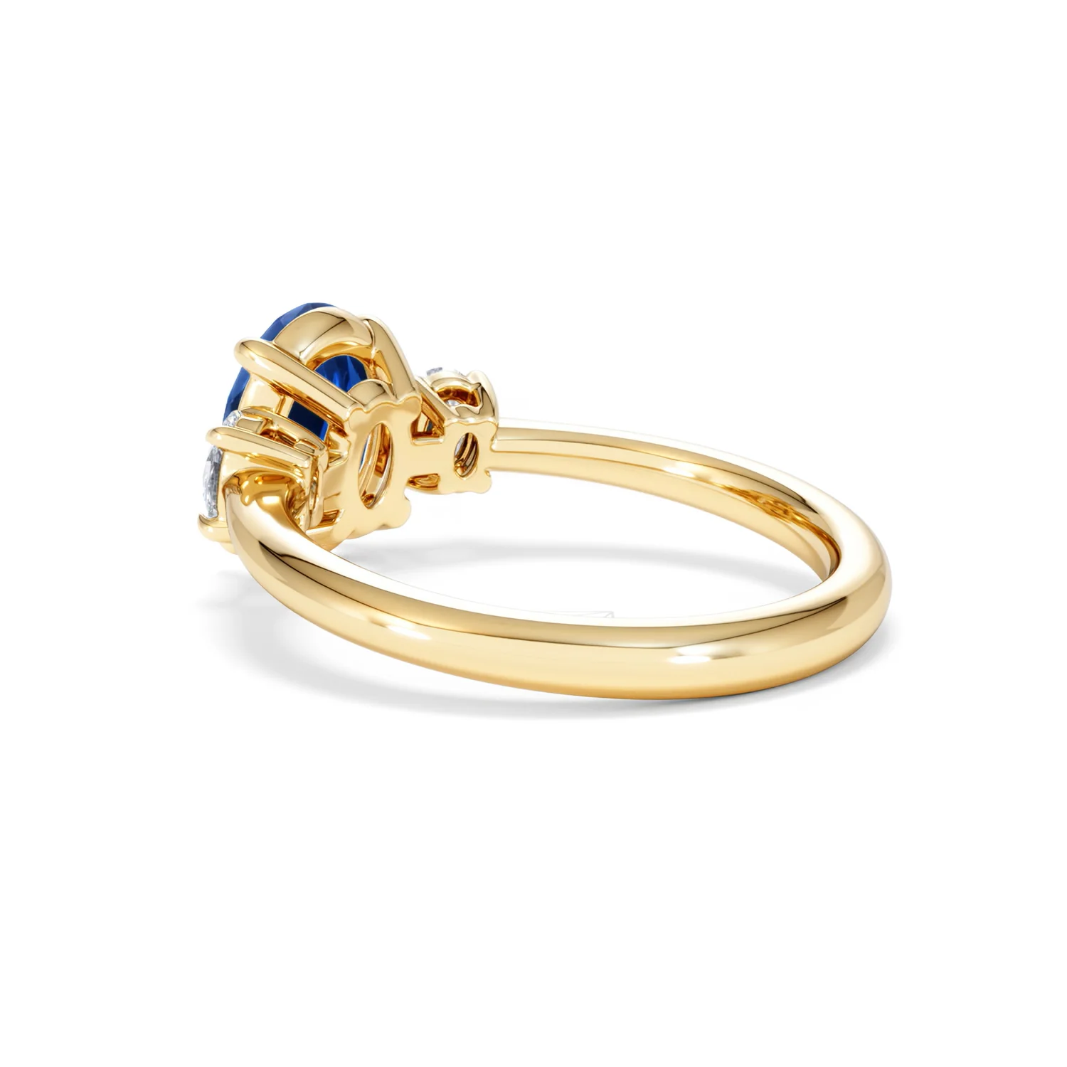 Solene 2.00ct Oval Cut Lab Sapphire and Lab Diamond 3 Stone Engament Ring in 18K Yellow Gold - Image 59