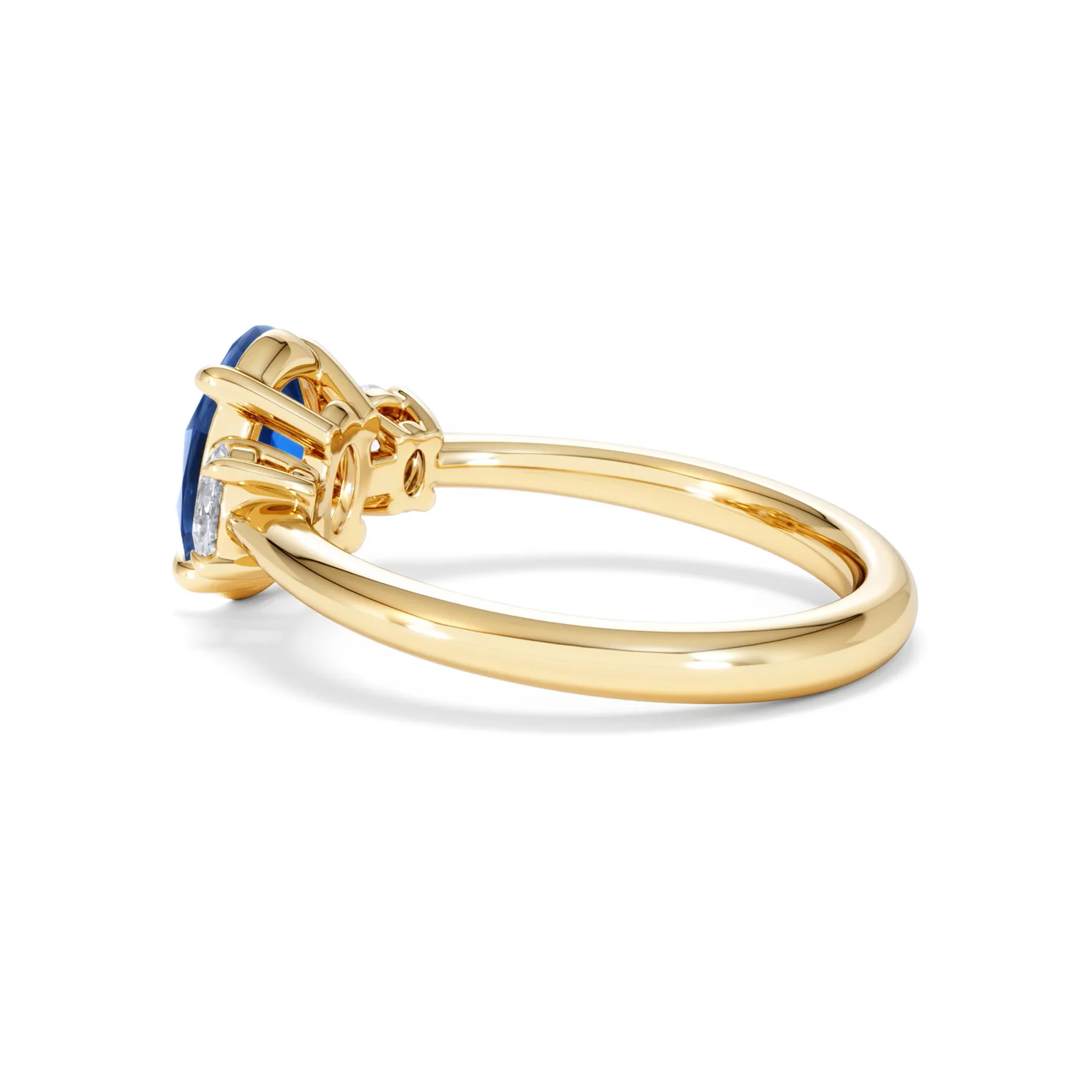 Solene 2.00ct Oval Cut Lab Sapphire and Lab Diamond 3 Stone Engament Ring in 18K Yellow Gold - Image 63