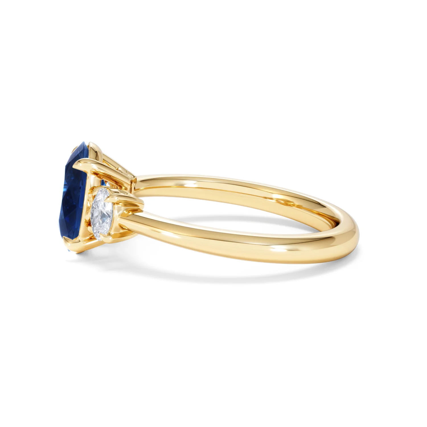 Solene 2.00ct Oval Cut Lab Sapphire and Lab Diamond 3 Stone Engament Ring in 18K Yellow Gold - Image 70