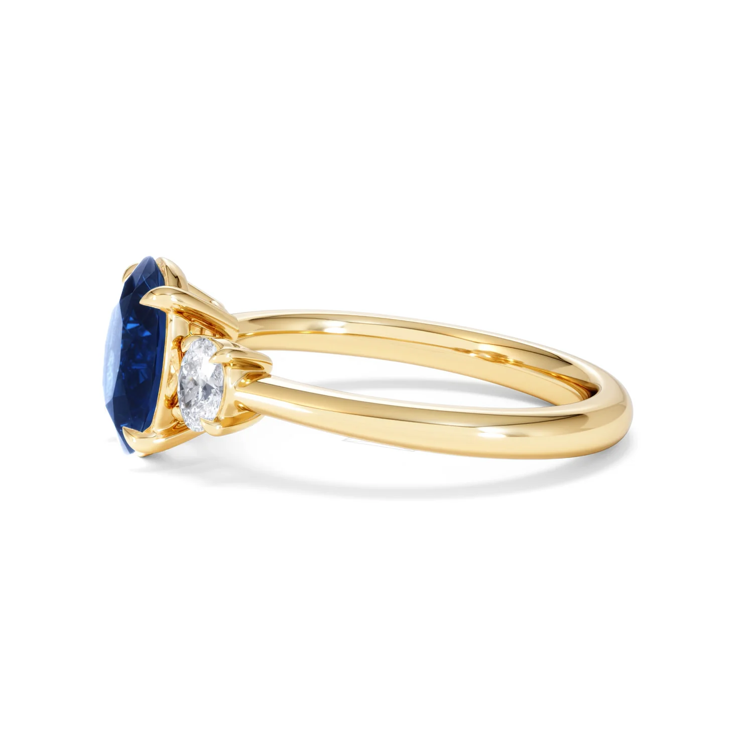 Solene 2.00ct Oval Cut Lab Sapphire and Lab Diamond 3 Stone Engament Ring in 18K Yellow Gold - Image 72