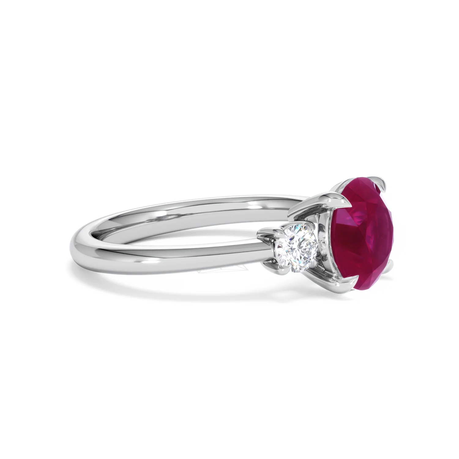 Solene 2.00ct Round Cut Lab Ruby and Lab Diamond 3 Stone Engagement Ring in 18K White Gold - Image 22