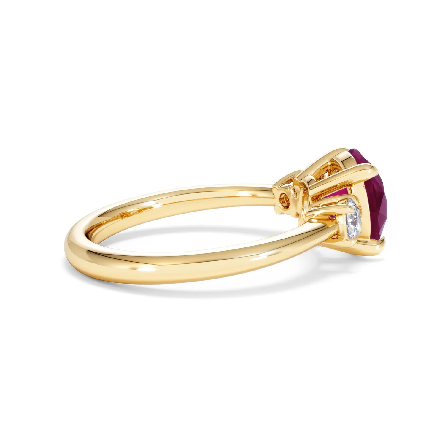 Solene 2.00ct Round Cut Lab Ruby and Lab Diamond 3 Stone Engagement Ring in 18K Yellow Gold - Image 32