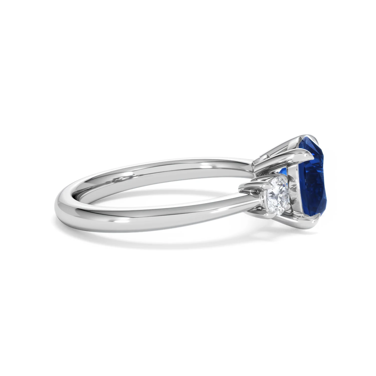 Solene 2.00ct Round Cut Lab Sapphire and Lab Diamond 3 Stone Engagement Ring in 18K White Gold - Image 27