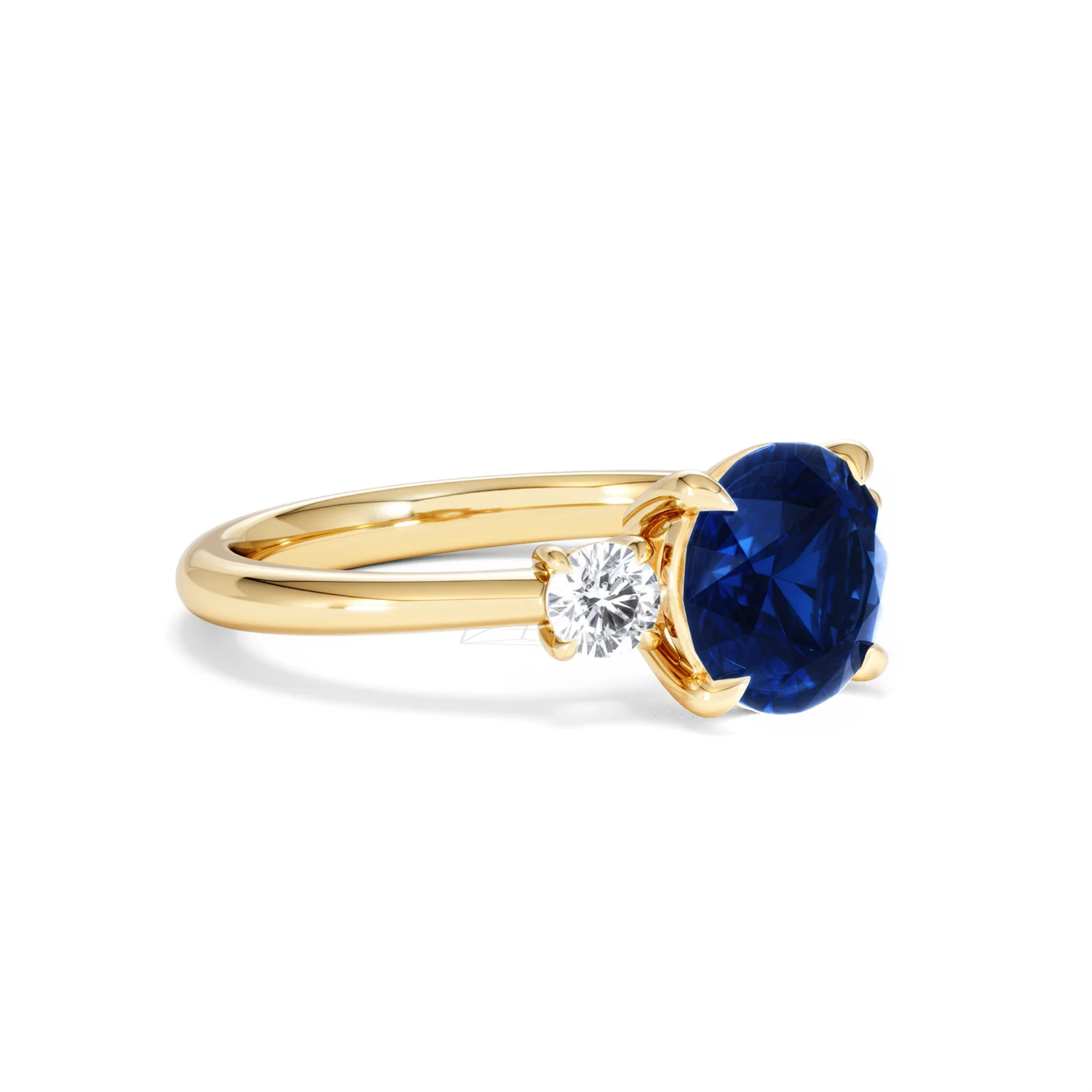 Solene 2.00ct Round Cut Lab Sapphire and Lab Diamond 3 Stone Engagement Ring in 18K Yellow Gold - Image 18