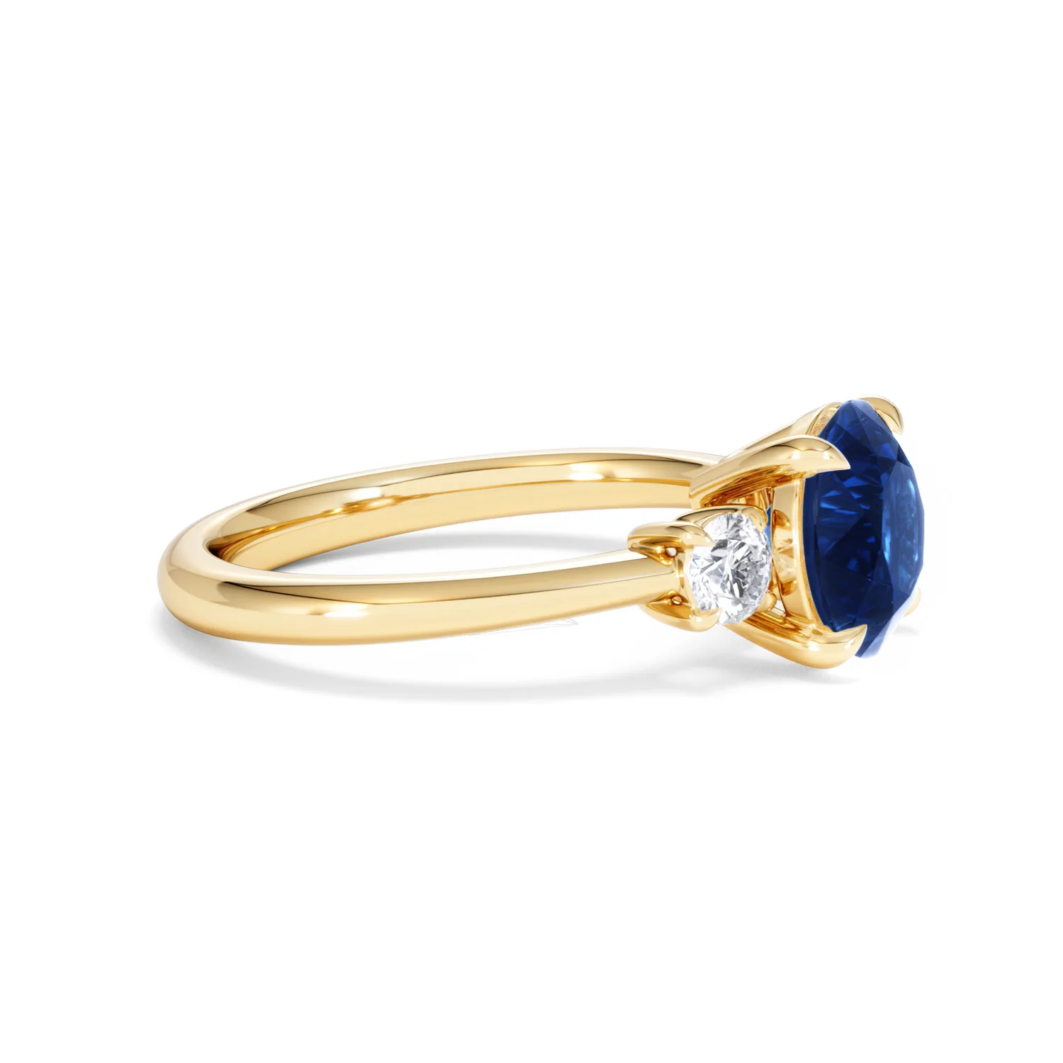 Solene 2.00ct Round Cut Lab Sapphire and Lab Diamond 3 Stone Engagement Ring in 18K Yellow Gold - Image 24