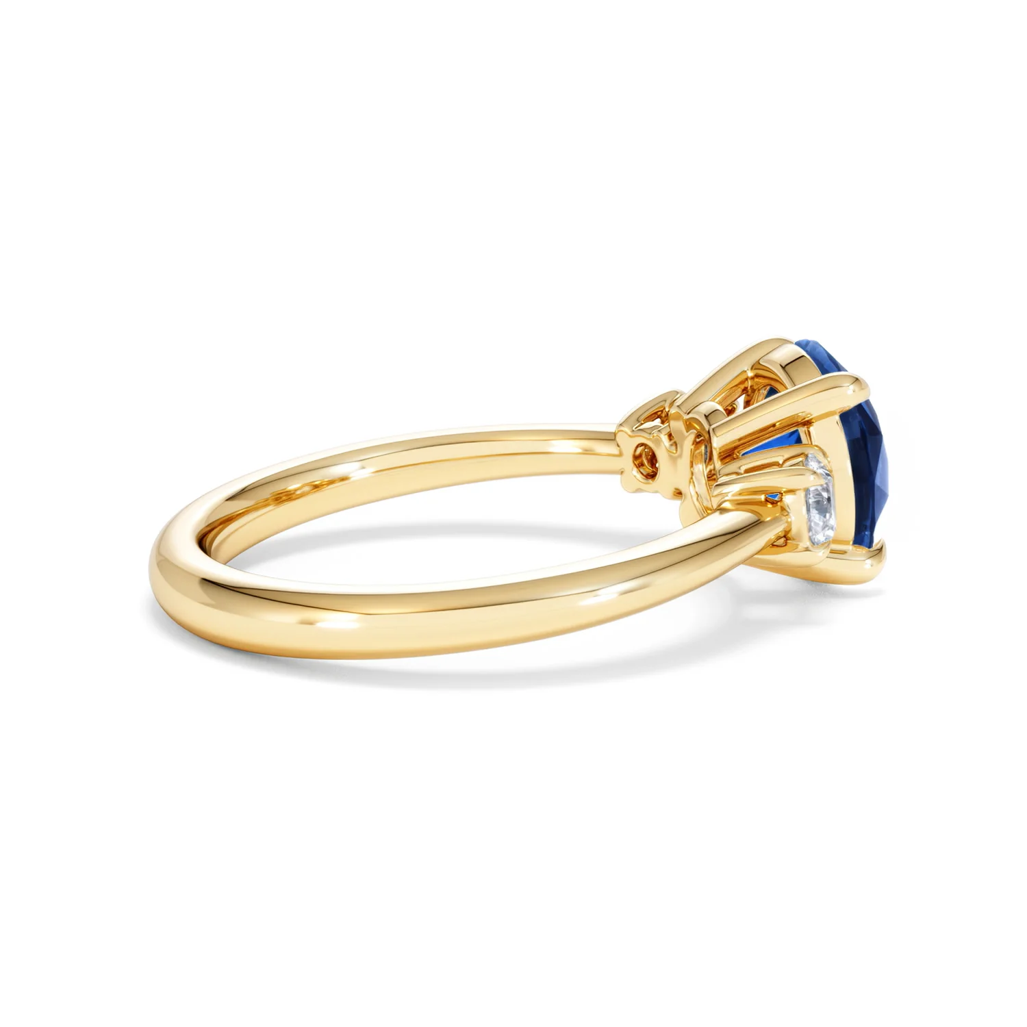 Solene 2.00ct Round Cut Lab Sapphire and Lab Diamond 3 Stone Engagement Ring in 18K Yellow Gold - Image 33
