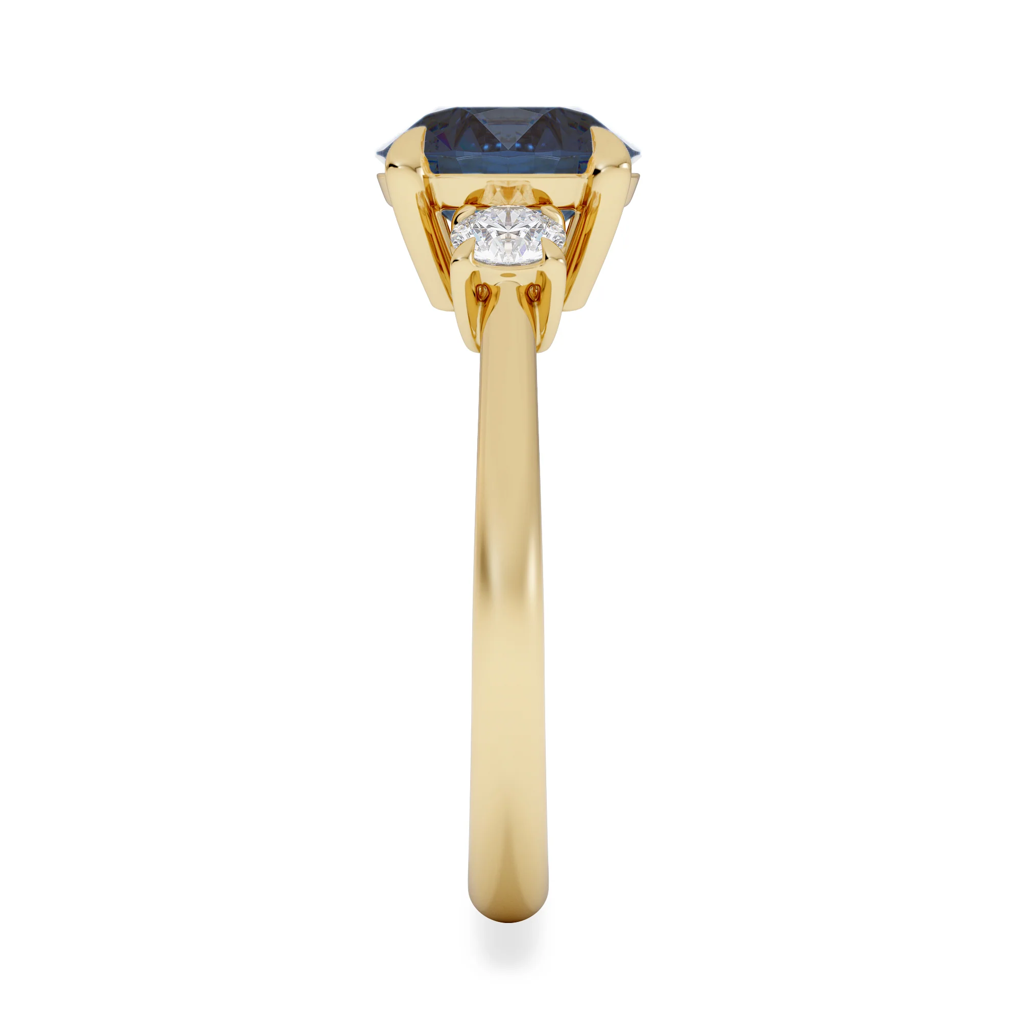 Solene 2.00ct Round Cut Lab Sapphire and Lab Diamond 3 Stone Engagement Ring in 18K Yellow Gold - Image 5