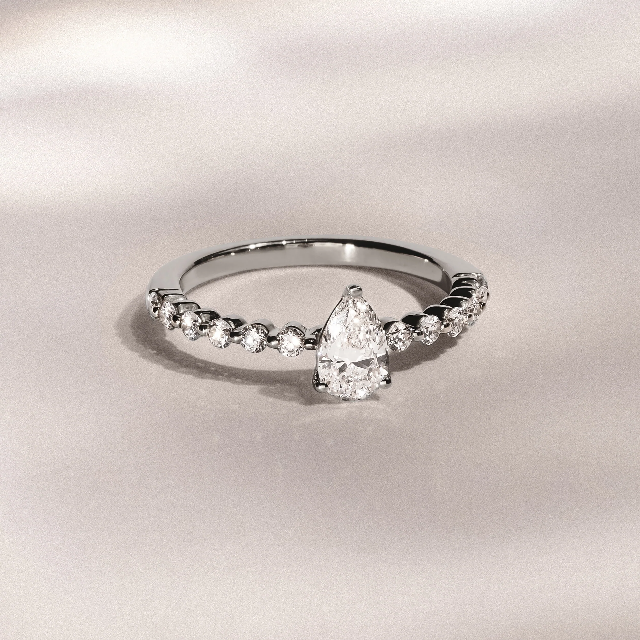Solstice Pear Cut 0.80ct Lab Diamond Engagement Ring F/VS in 9k White Gold - Image 6