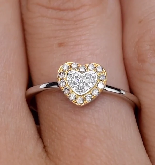 Stellato Collection Halo Diamond Heart Ring 0.16ct in 9K White Gold SIZES AVAILABLE K M - Image 4